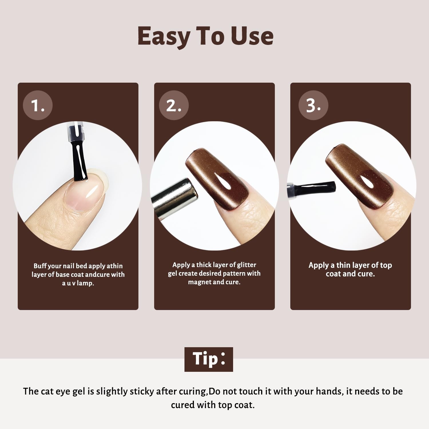 JODSONE 16.5ml Cat Eye Gel Nail Polish Silver Glitter Magnetic Reflective Translucent Need U V Curing(2719F-Dark Brown) - view 6
