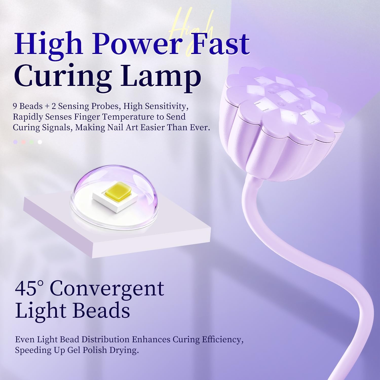 JODSONE Fast Curing U V Nail Lamp – Portable and Flexible Gooseneck Lamp with 360° Adjustable Design, Rechargeable LED Dryer for Gel Polish, Auto Sensor & 4 Timers, Home DIY Manicure Light Mint Green(Purple) - view 2