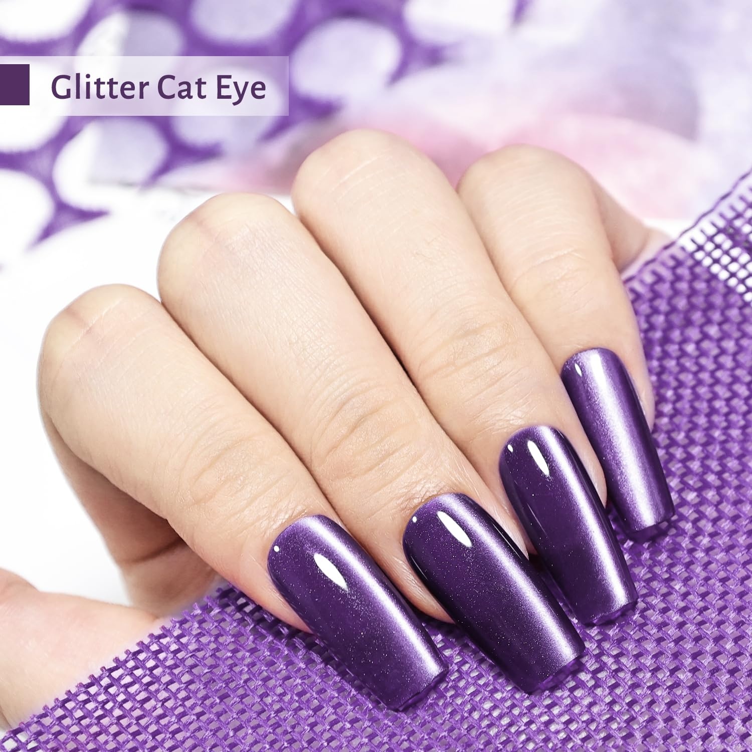JODSONE 16.5ml Cat Eye Gel Nail Polish Silver Glitter Magnetic Reflective Translucent Need U V Curing(2562F-Dark Purple) - view 2
