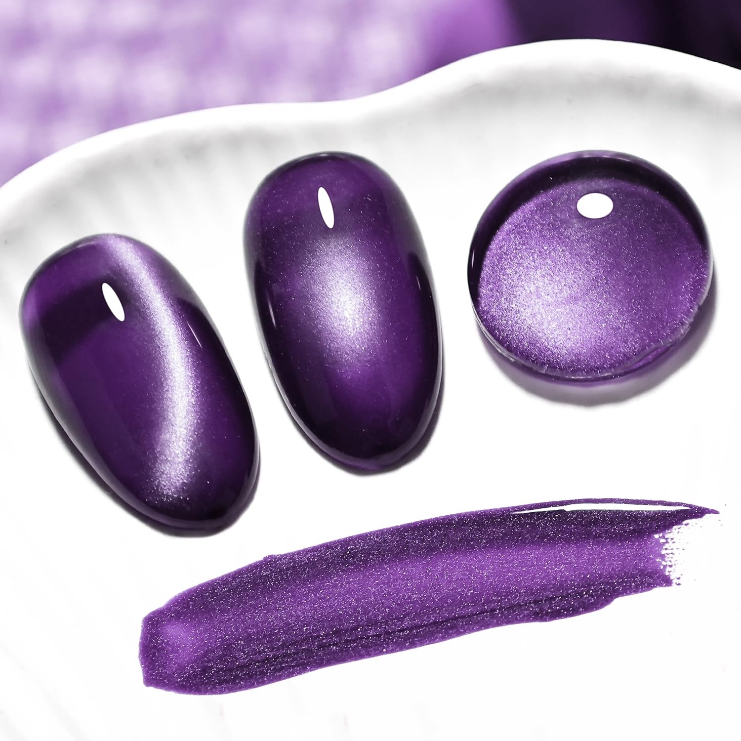 JODSONE 16.5ml Cat Eye Gel Nail Polish Silver Glitter Magnetic Reflective Translucent Need U V Curing(2562F-Dark Purple) - view 5