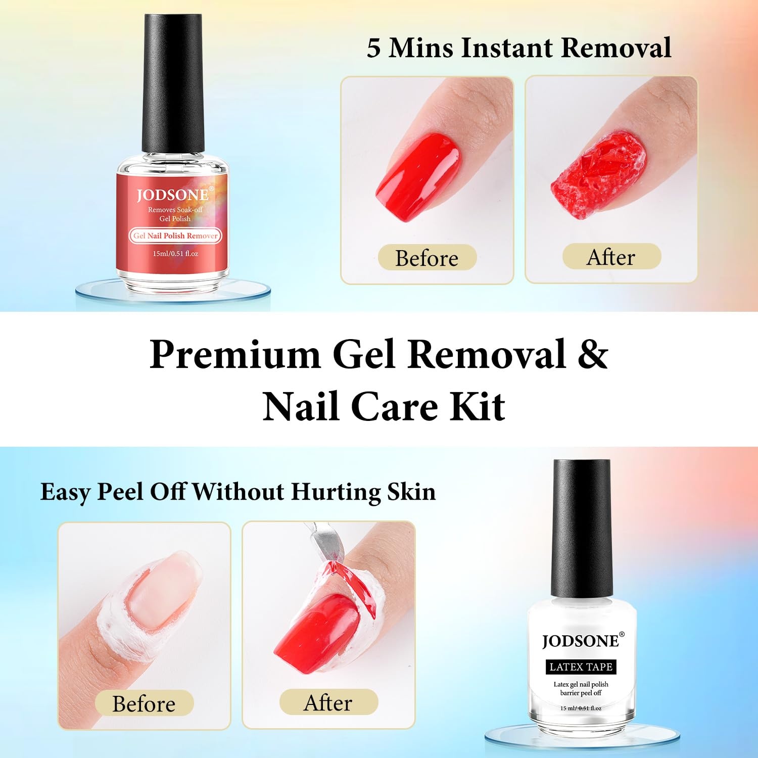 JODSONE 15ML Gel Nail Polish Remover No Need Soaking or Wrapping Gel Remover for Nails 3-5 Minutes Easy And Quick(A07)