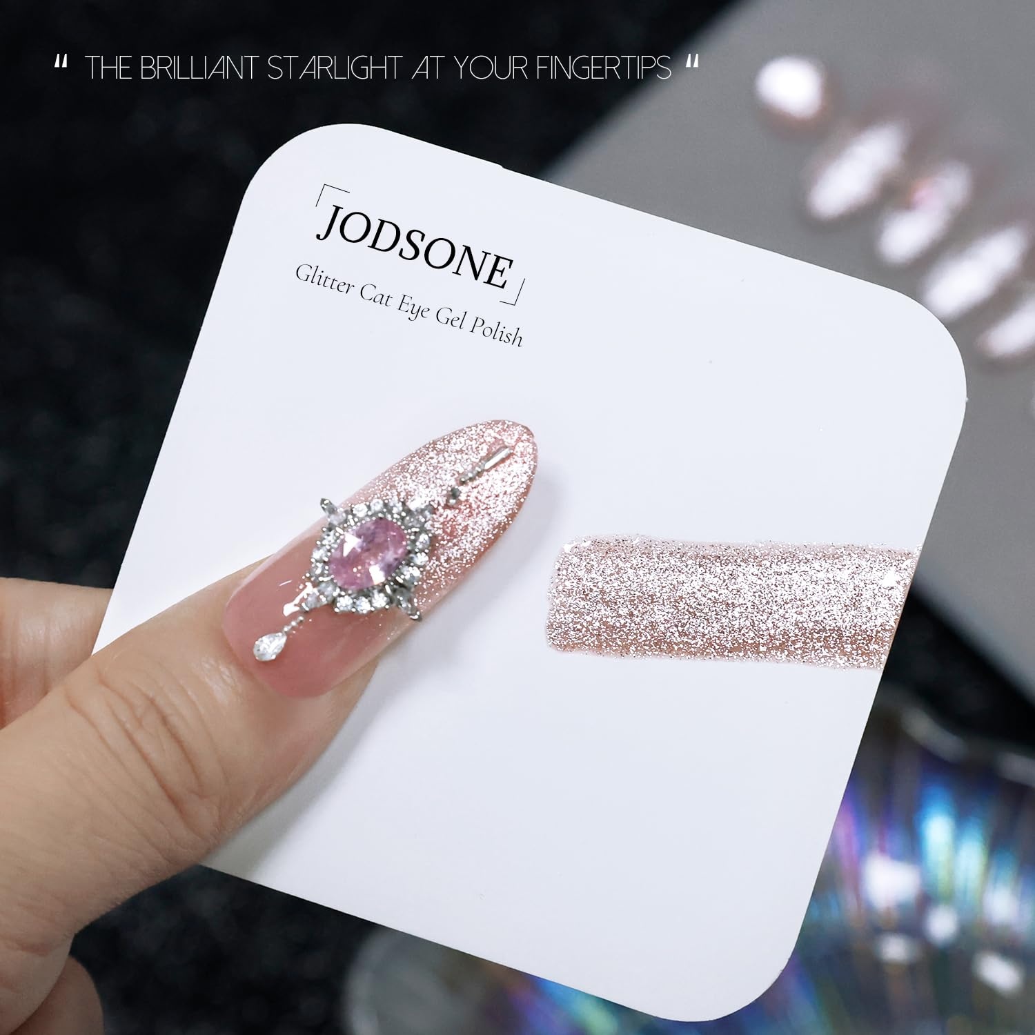 JODSONE Gold Glassy Cat Eye Gel Nail Polish 16.5ml,Holographic Magnetic Cat Eye Gel Polish with Magnet,Reflective Translucent Need U V Curing Salon Gift for Girl & Women,CAT05(16.5ML-CAT13)