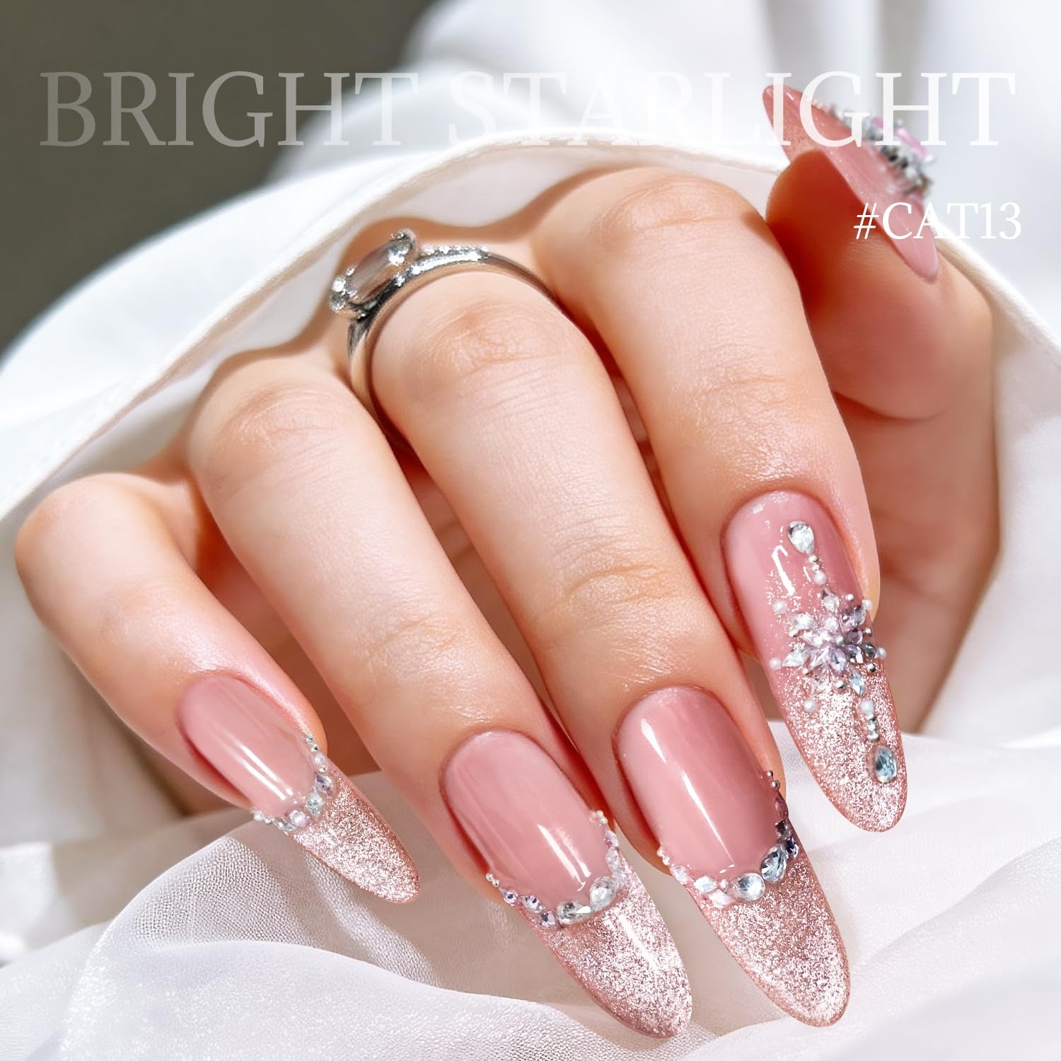 JODSONE Gold Glassy Cat Eye Gel Nail Polish 16.5ml,Holographic Magnetic Cat Eye Gel Polish with Magnet,Reflective Translucent Need U V Curing Salon Gift for Girl & Women,CAT05(16.5ML-CAT13) - view 4