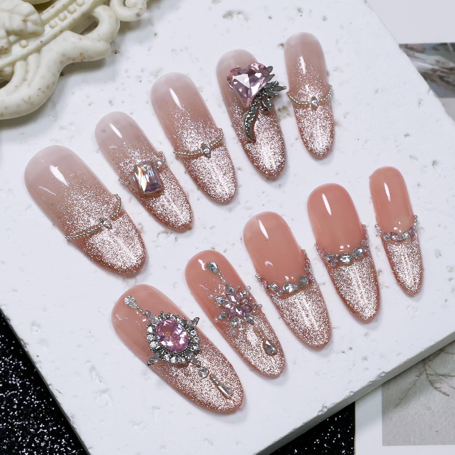 JODSONE Gold Glassy Cat Eye Gel Nail Polish 16.5ml,Holographic Magnetic Cat Eye Gel Polish with Magnet,Reflective Translucent Need U V Curing Salon Gift for Girl & Women,CAT05(16.5ML-CAT13) - view 6