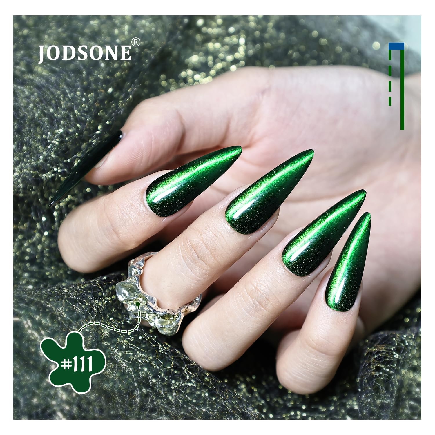 JODSONE Cat Eye Gel Nail Polish 10 Colors Blue Green Red with Base Coat Top Coat Magnet Stick Glazed Amber Cat Eye Gel for Home DIY(10Color-CE-8) - view 4