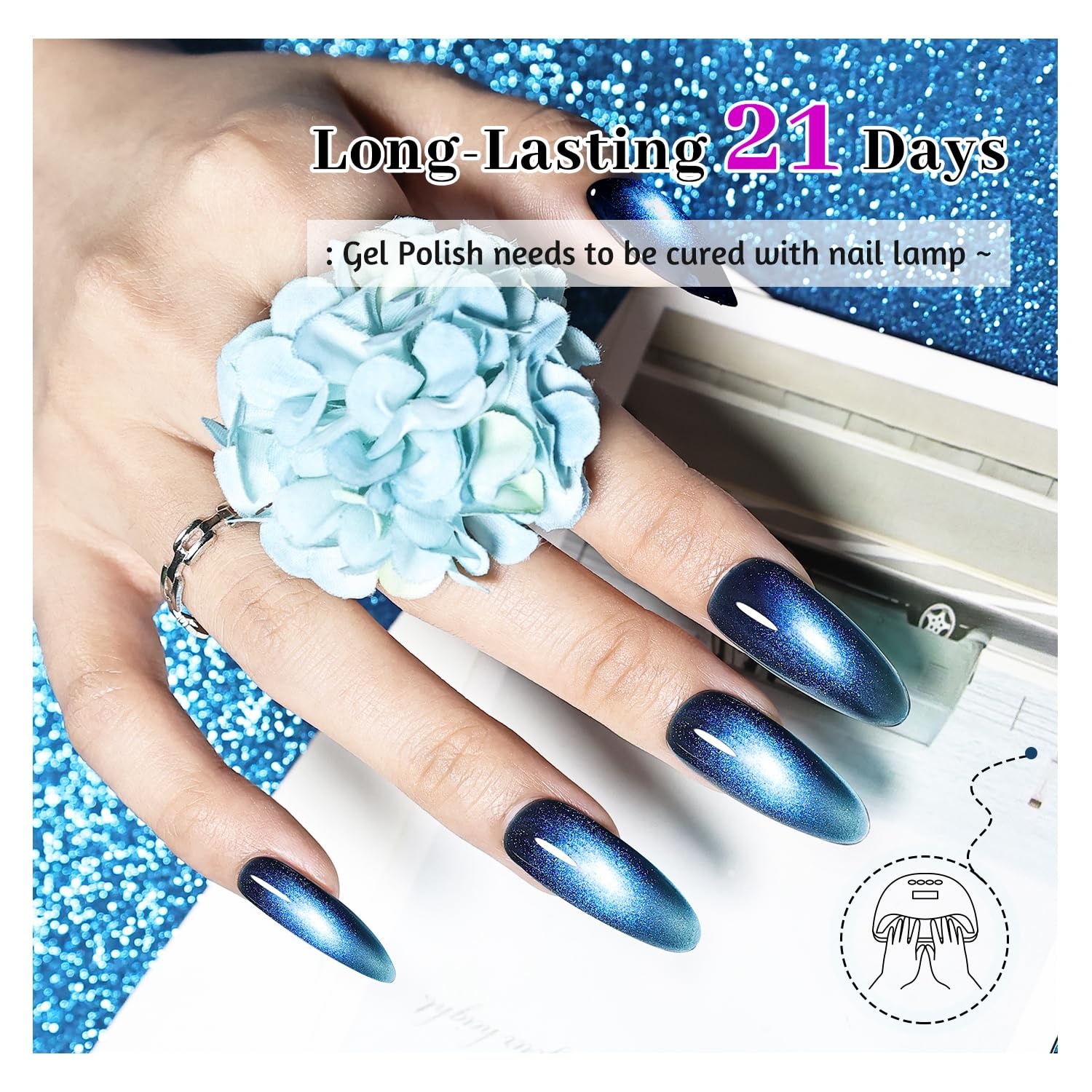 JODSONE Cat Eye Gel Nail Polish 10 Colors Blue Green Red with Base Coat Top Coat Magnet Stick Glazed Amber Cat Eye Gel for Home DIY(10Color-CE-8) - view 6