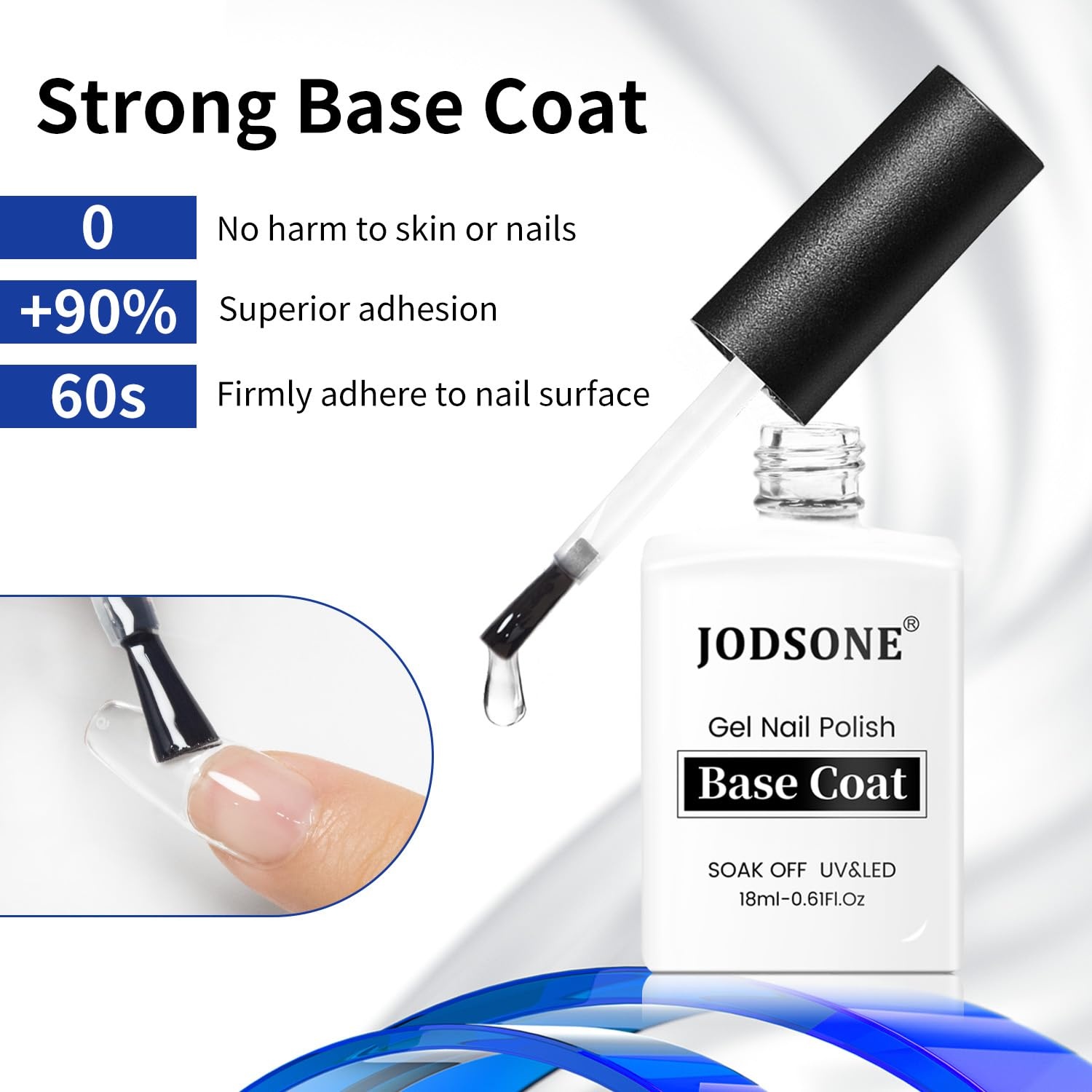 JODSONE 2 Bottles 18ml Top Coat Base Coat Gel Polish Set Compatible for Nail Salon Bright Surface, Girl Gift and At Home DIY Need U V Lamp Curing(18ML-BT-1) - view 2