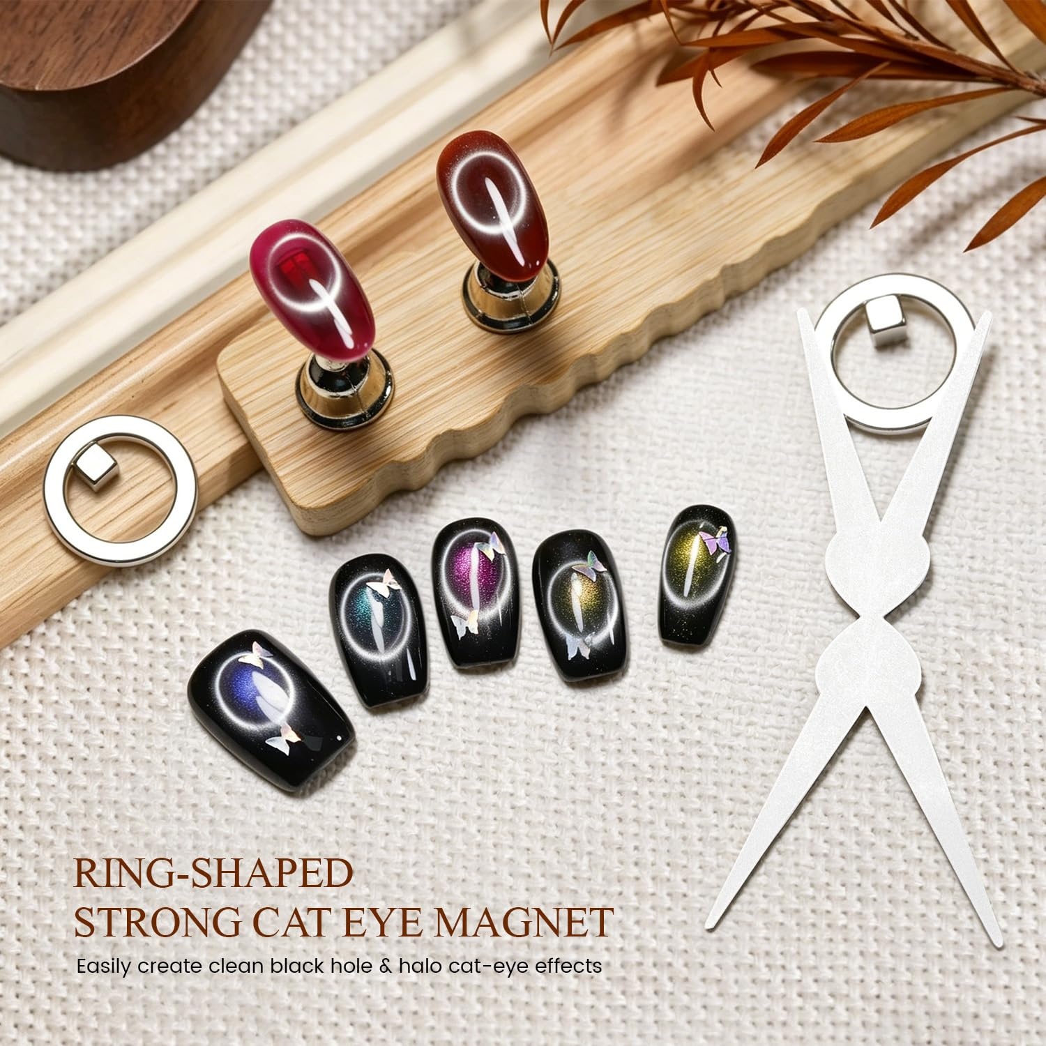 JODSONE 3-in-1 Cat-Eye Magnet Nail Art Tool,Cylindrical & Ball Magnet Pens,Flexible Multi-Effect Magnet for Cat Eye Gel Polish DIY Home Salon(Magnet Only, No Gel Included)(M01)