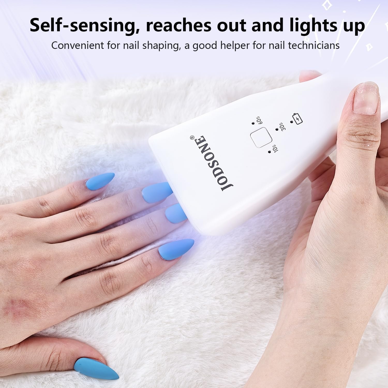 JODSONE Cordless Mini U V Portable Handheld Nail Lamp Rechargeable Model with LED Display Fast Drying for Home Traveling(Lamp-white Handheld-sensor)