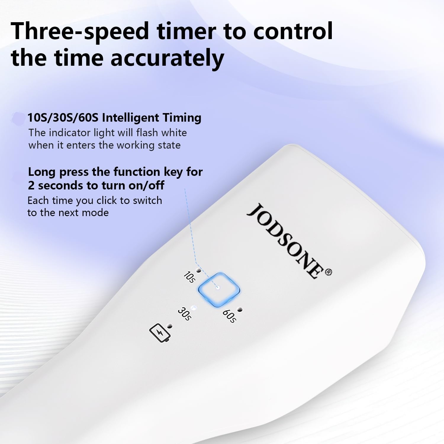 JODSONE Cordless Mini U V Portable Handheld Nail Lamp Rechargeable Model with LED Display Fast Drying for Home Traveling(Lamp-white Handheld-sensor) - view 5
