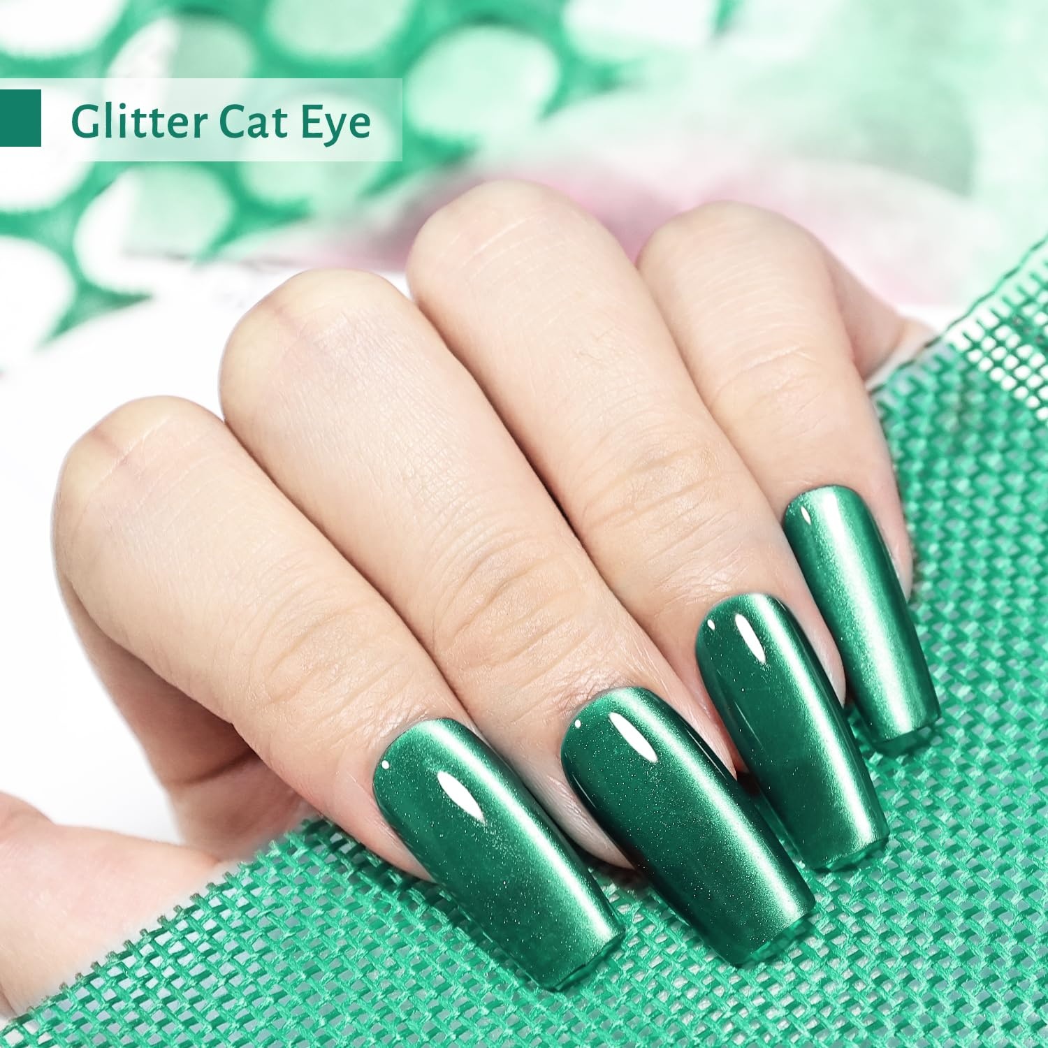 JODSONE 16.5ml Cat Eye Gel Nail Polish Silver Glitter Magnetic Reflective Translucent Need U V Curing(2559F-Dark Green) - view 2