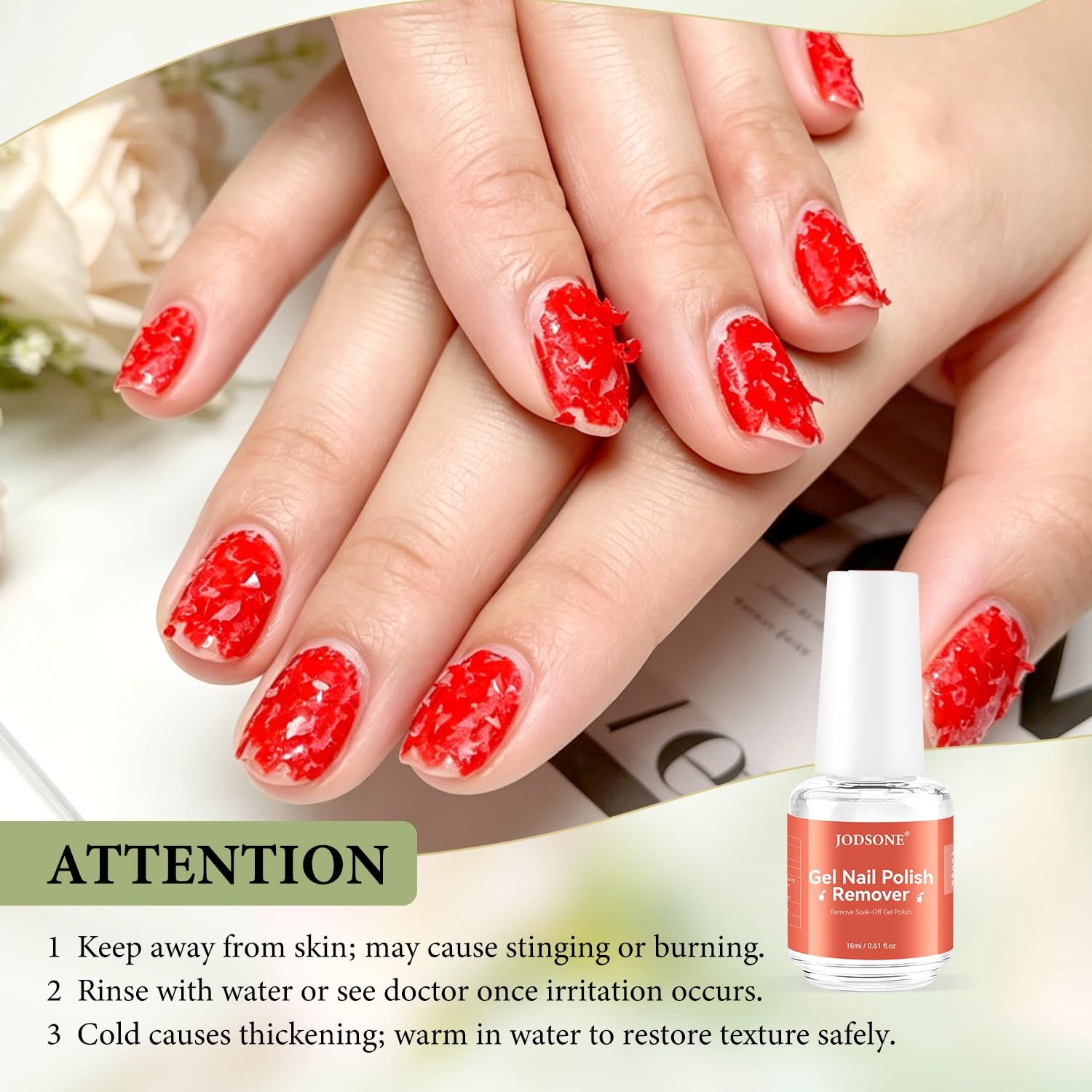JODSONE 18ML Gel Nail Polish Remover, Wide Mouth Bottle for Easy and Quick Application, No Soak Off Gel Polish Remover for U V Gel Nails - view 5