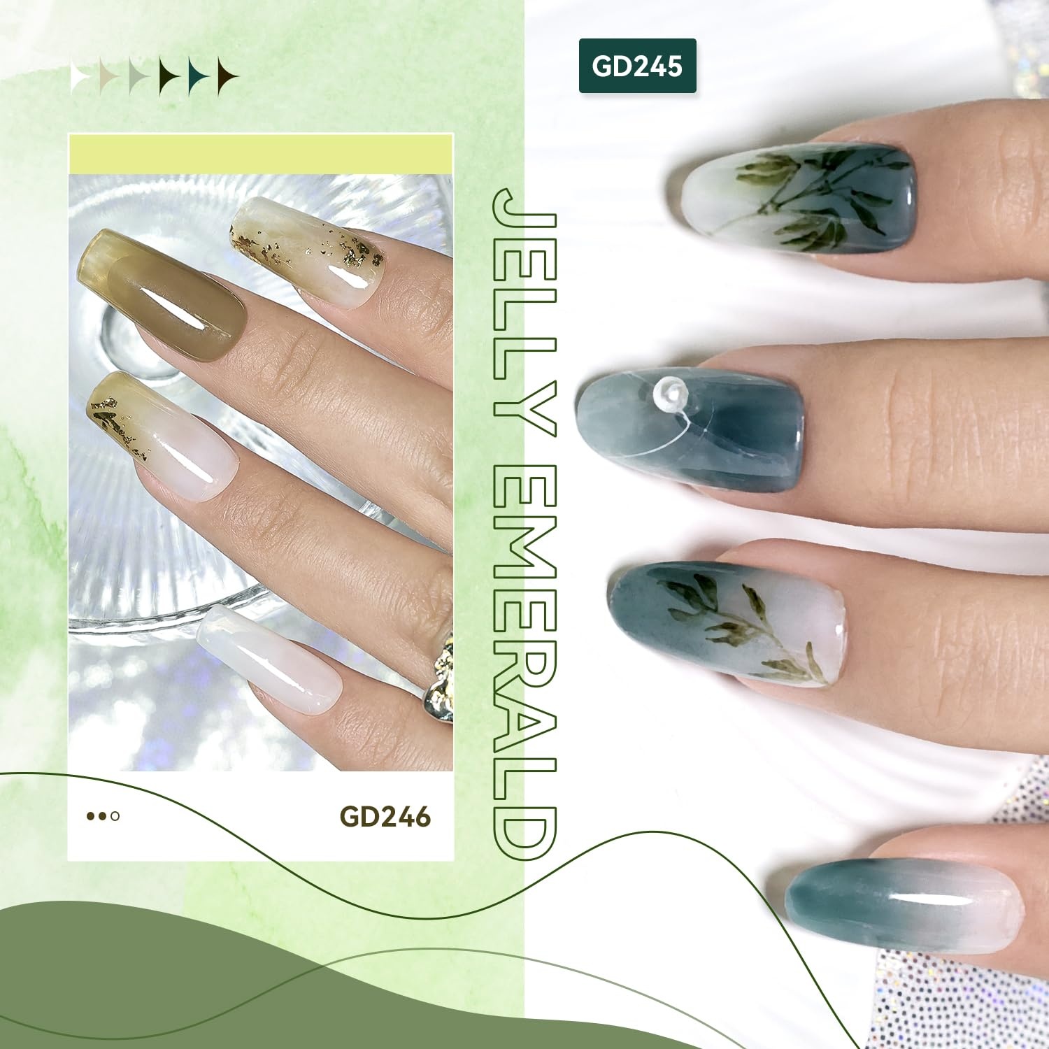 JODSONE 10ml 6 Colors Jelly Gel Nail Polish Set Ocean Blue Turquoise Gel Polish with Crystal Long Lasting All Seasons Need U V Lamp(GD241-GD246) - view 3