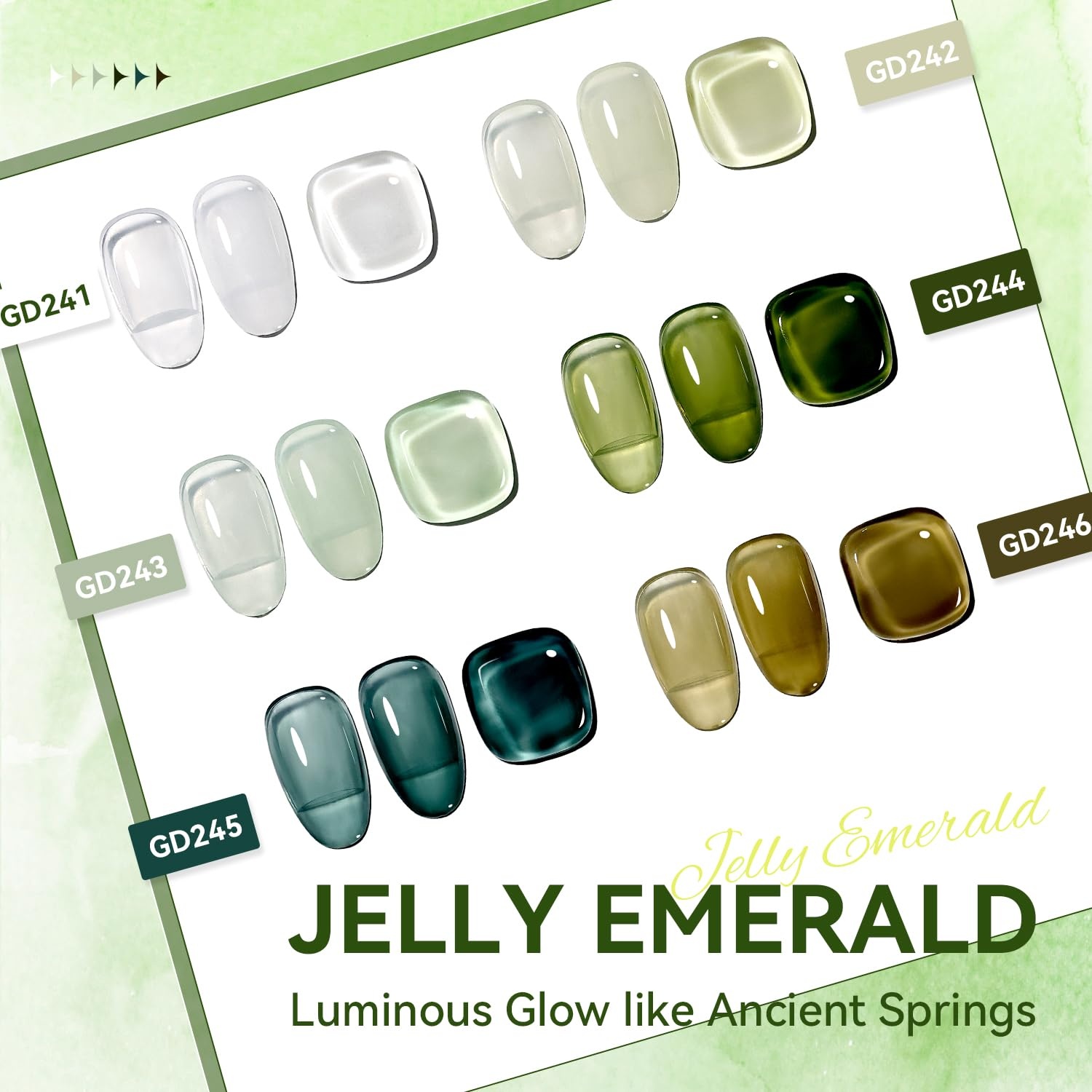 JODSONE 10ml 6 Colors Jelly Gel Nail Polish Set Ocean Blue Turquoise Gel Polish with Crystal Long Lasting All Seasons Need U V Lamp(GD241-GD246) - view 6