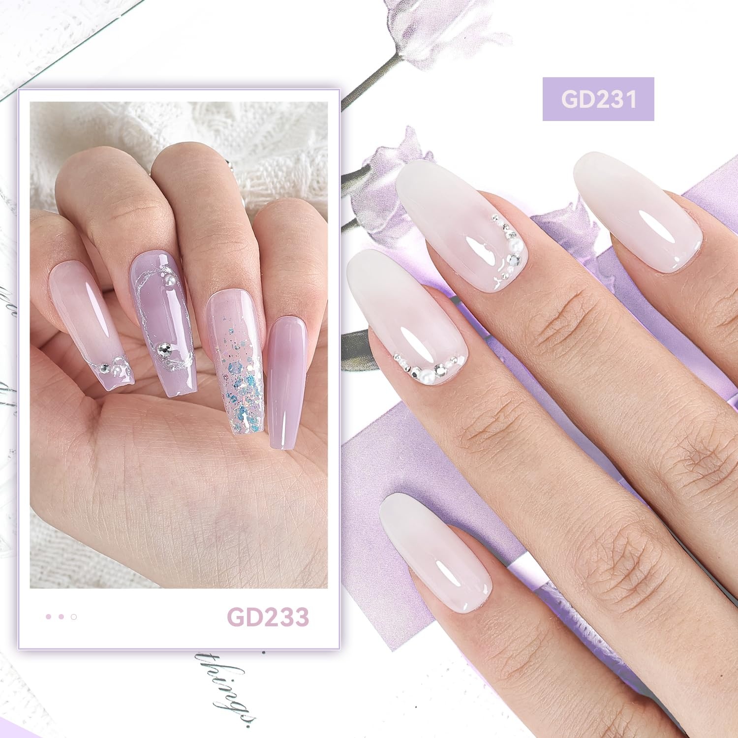 JODSONE 10ml 6 Colors Jelly Gel Nail Polish Set Ocean Blue Turquoise Gel Polish with Crystal Long Lasting All Seasons Need U V Lamp(GD231-GD236) - view 2