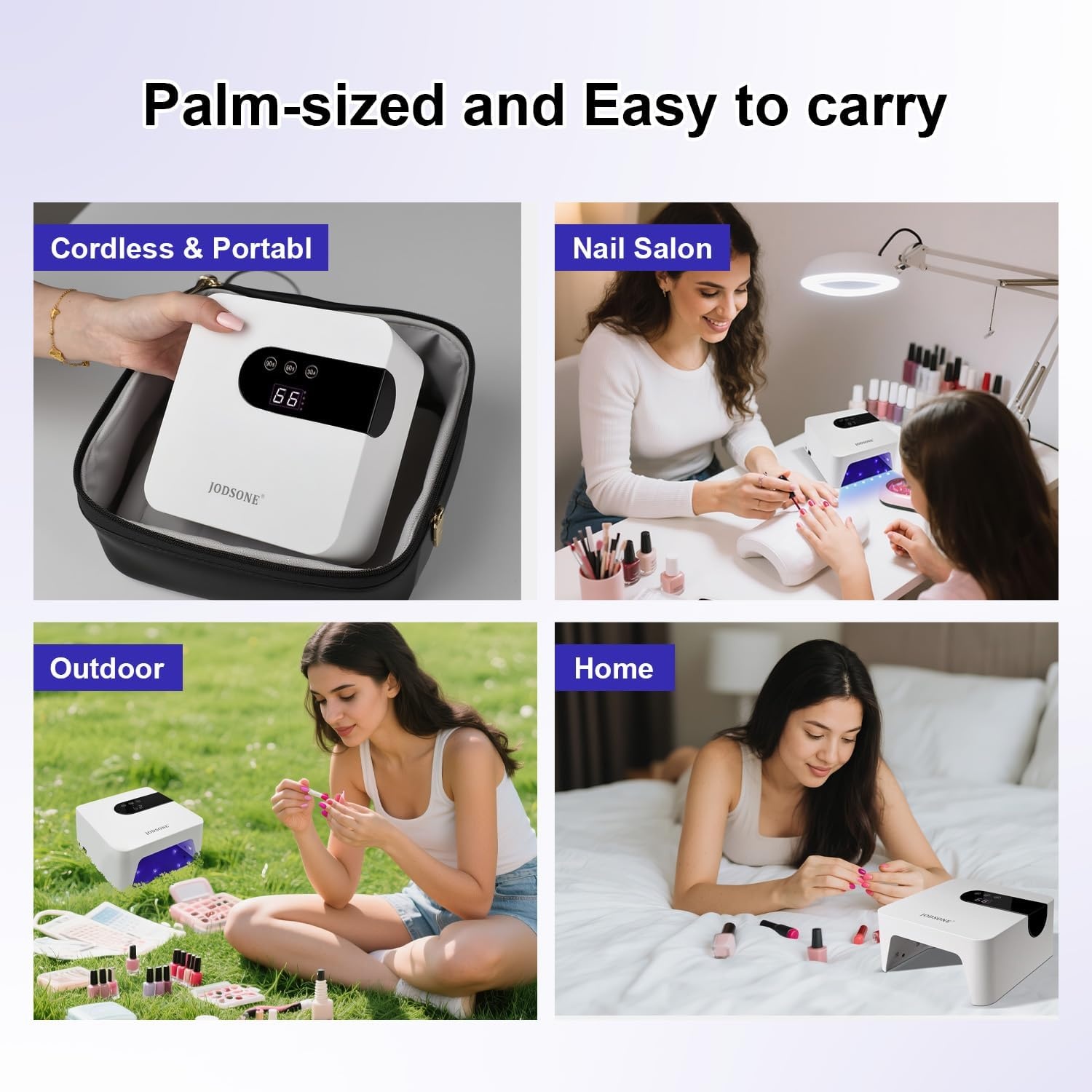 JODSONE U V Nail Lamp Rechargeable Portable with 3 Timers and LCD Display Screen for Cordless Nail Dryer Gel Pink(White) - view 5