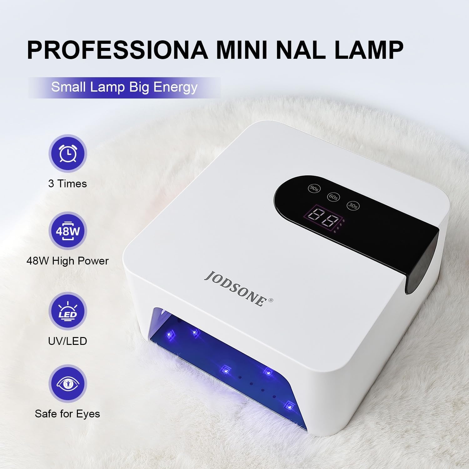 JODSONE U V Nail Lamp Rechargeable Portable with 3 Timers and LCD Display Screen for Cordless Nail Dryer Gel Pink(White) - view 6