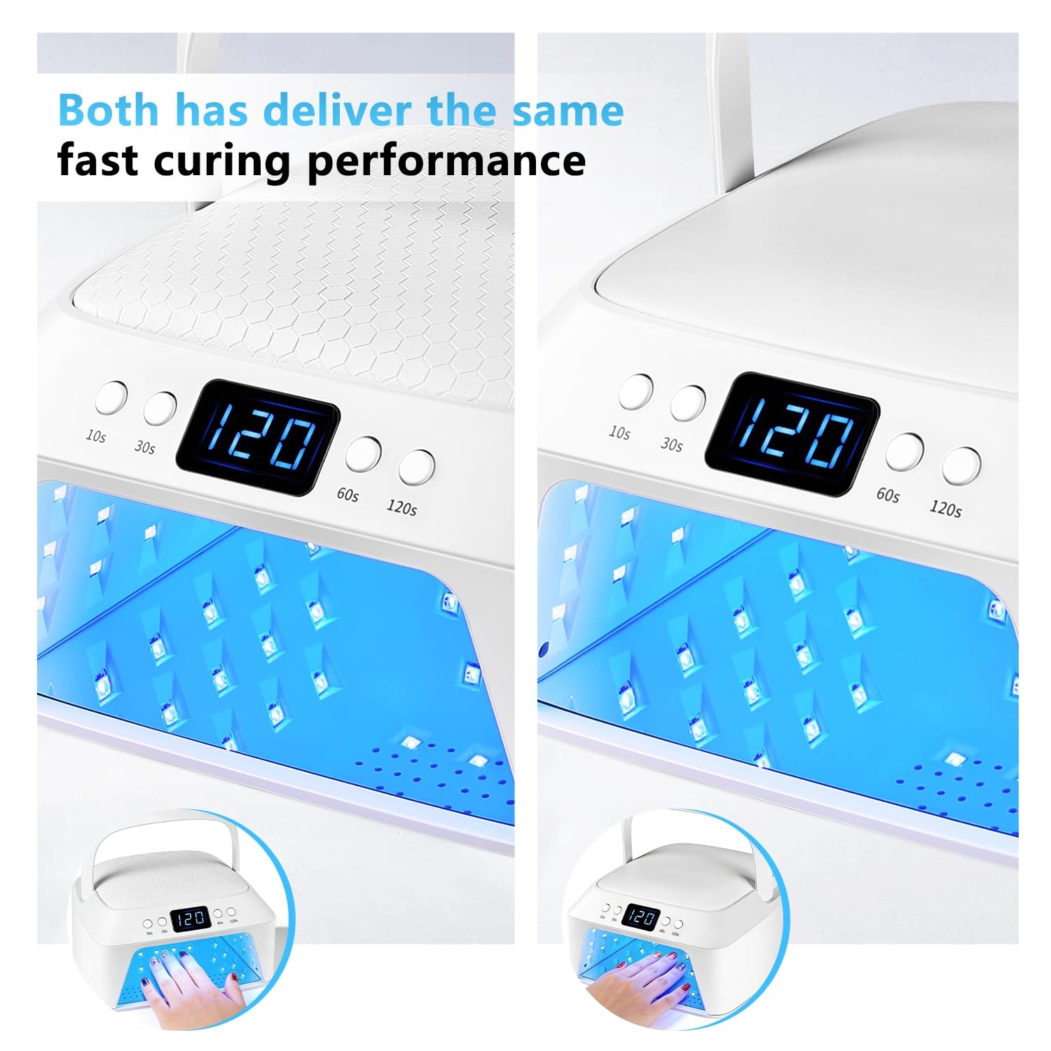 JODSONE U V LED Nail Lamp with Hand Pillow Large Space for Salon Portable Handle Front and Rear Dual Display Professional Nail Lamp Fast Drying Gel Nail Polish - view 5