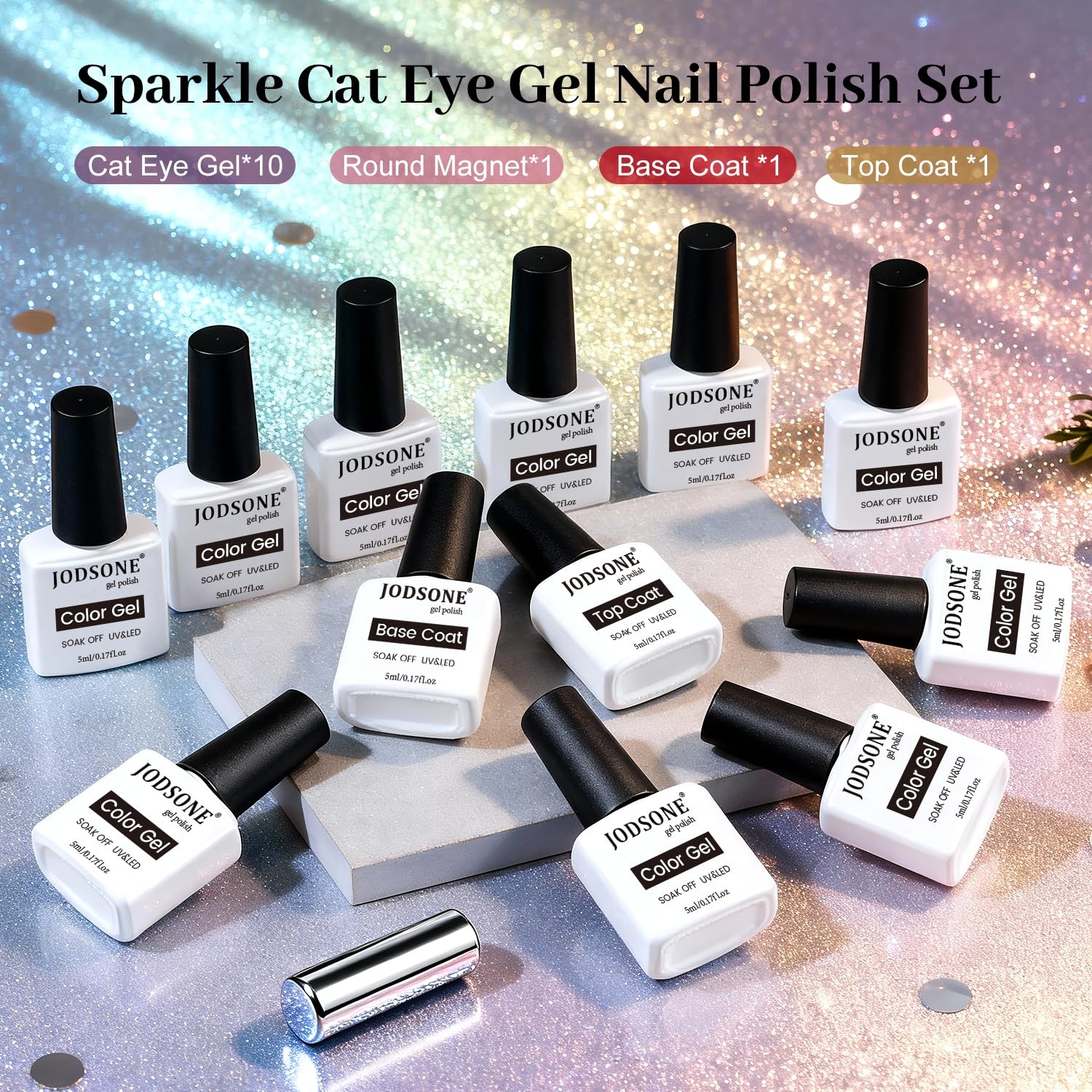 JODSONE 10 Colors Gel Nail Polish Set with Base Coat & Top Coat White Pink Purple and Red Gel Polish for All Seasons Women’s Holiday Gift(10Color-CE-B) - view 5