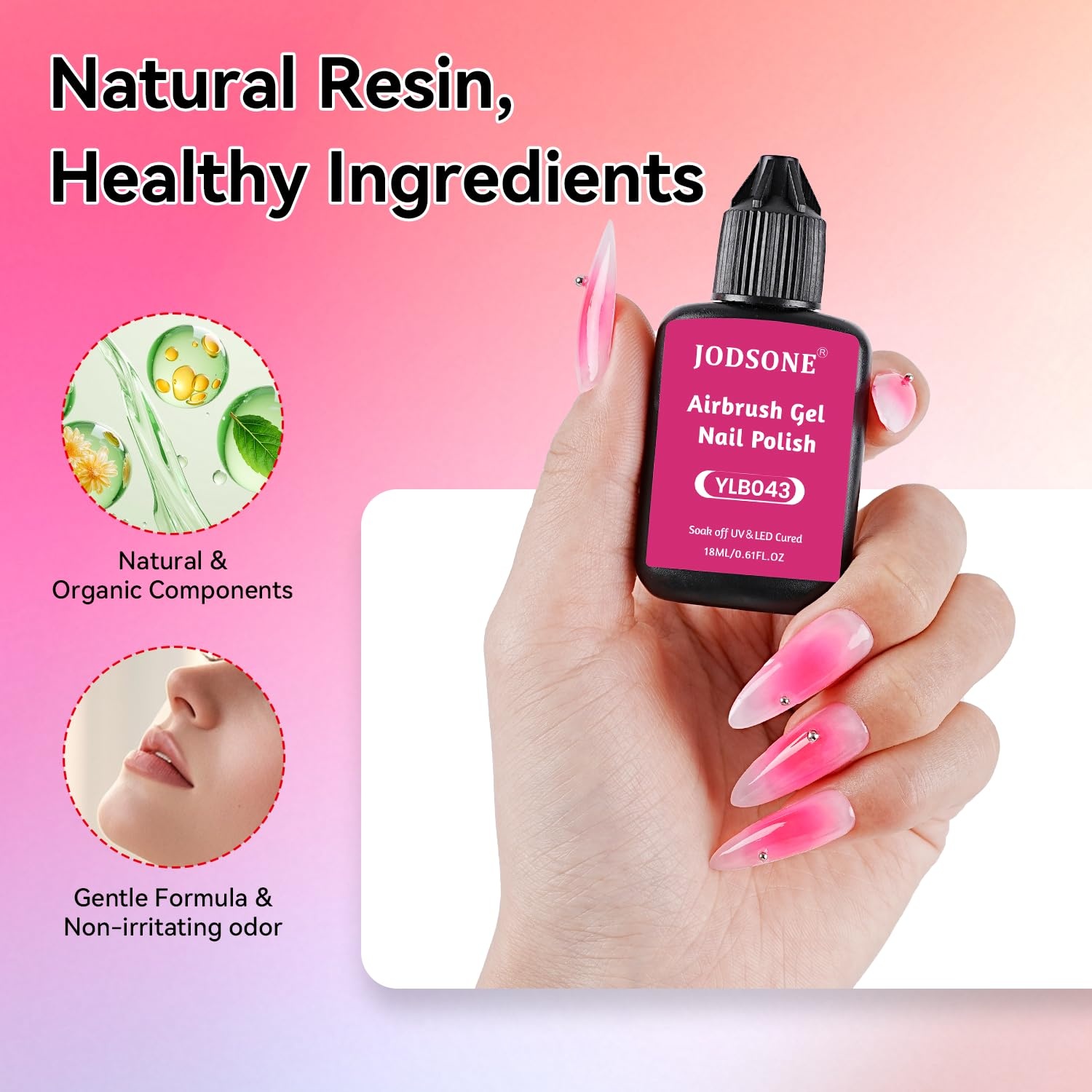 JODSONE 18ml 6 Colors Airbrush Gel Nail Polish Set with Pure White Nude Pink Deep Magenta No Dilution Fine Mist Nail for Gradient French Manicure DIY Design(6Color-Airbrush-4)