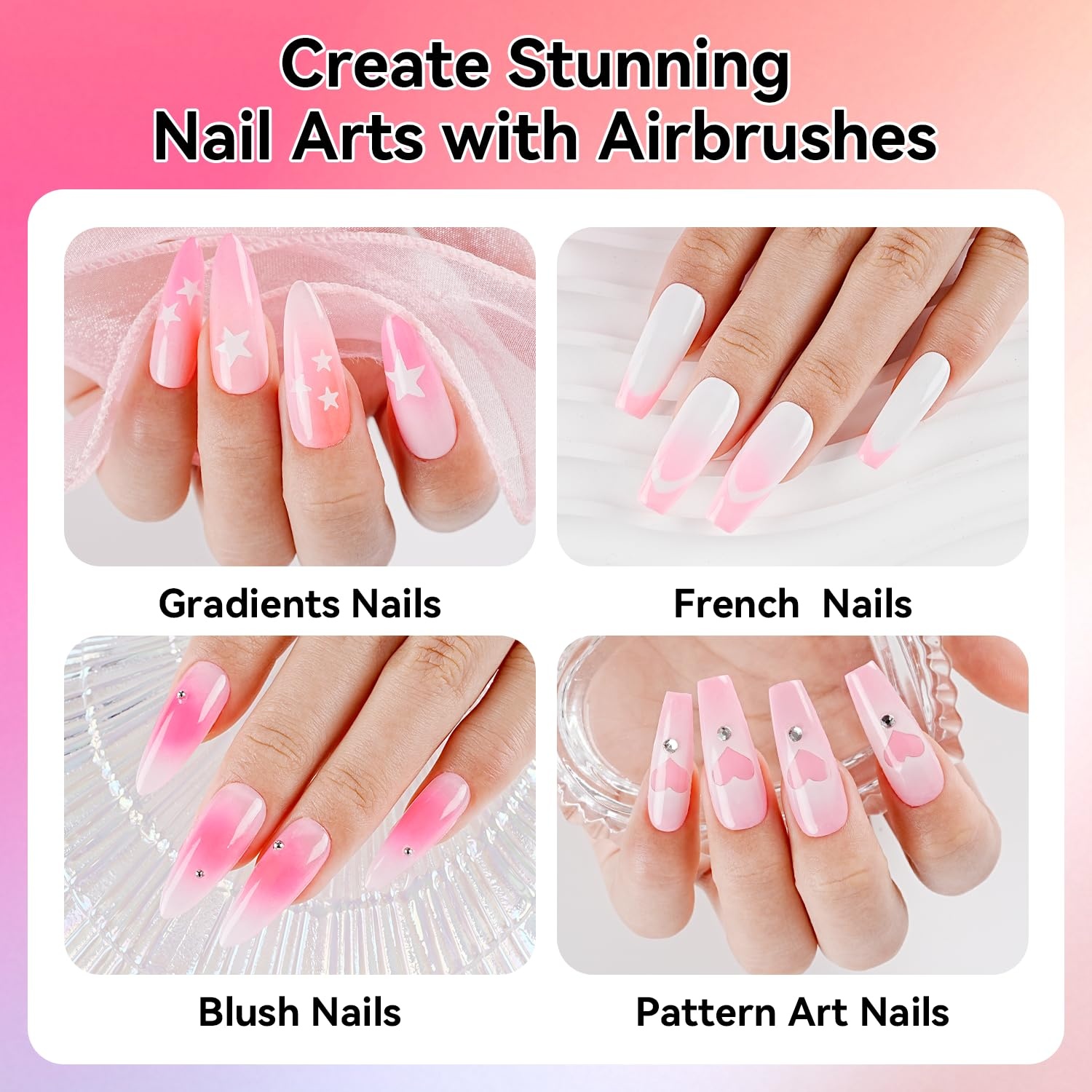 JODSONE 18ml 6 Colors Airbrush Gel Nail Polish Set with Pure White Nude Pink Deep Magenta No Dilution Fine Mist Nail for Gradient French Manicure DIY Design(6Color-Airbrush-4) - view 4