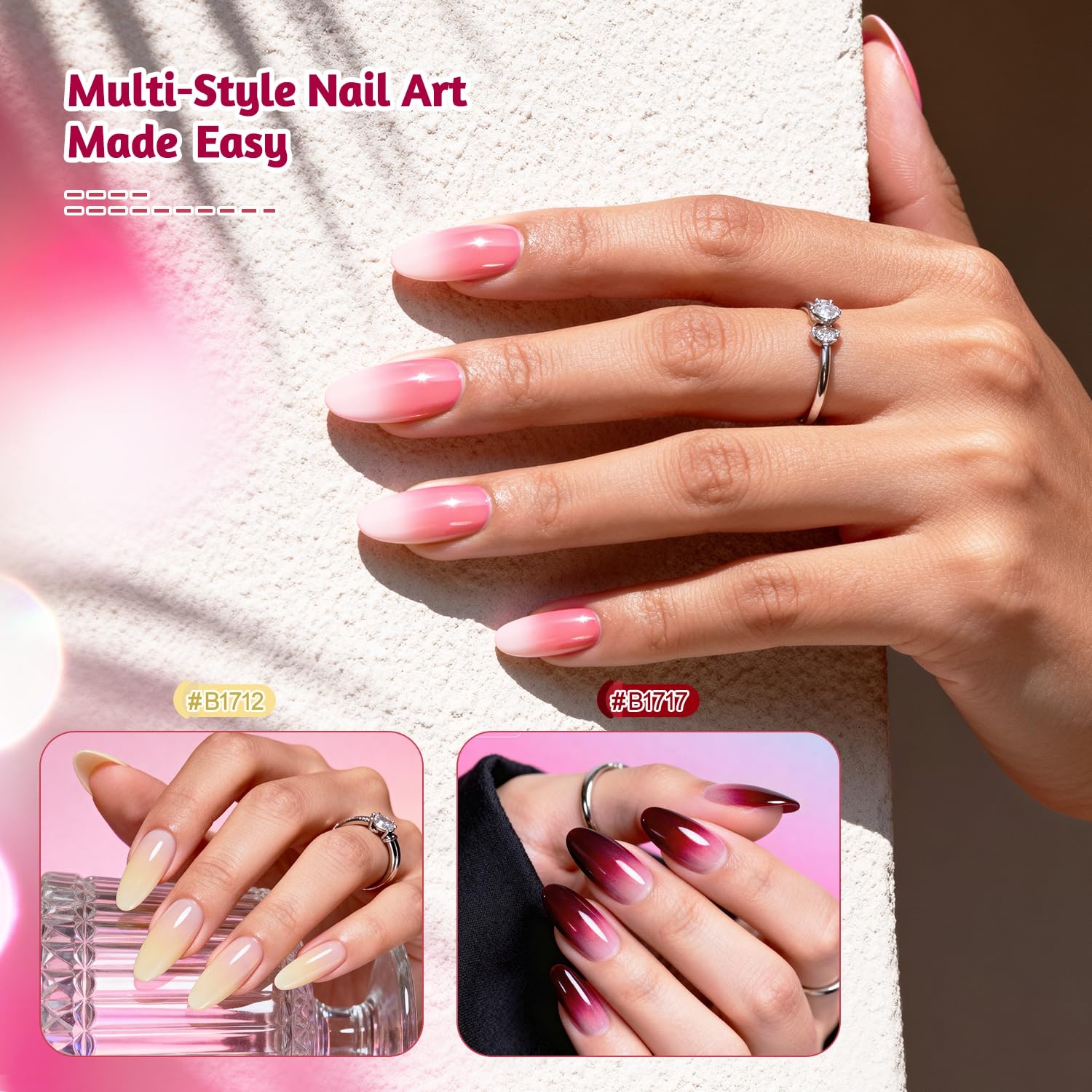 JODSONE 10 Colors Gel Nail Polish Set with Base Coat & Top Coat White Pink Purple and Red Gel Polish for All Seasons Women’s Holiday Gift(9COLOR-PPG) - view 4