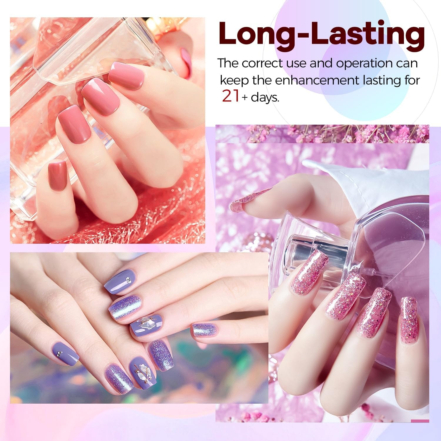 JODSONE 10 Colors Gel Nail Polish Set with Base Coat & Top Coat White Pink Purple and Red Gel Polish for All Seasons Women’s Holiday Gift(95KIT-05) - view 6