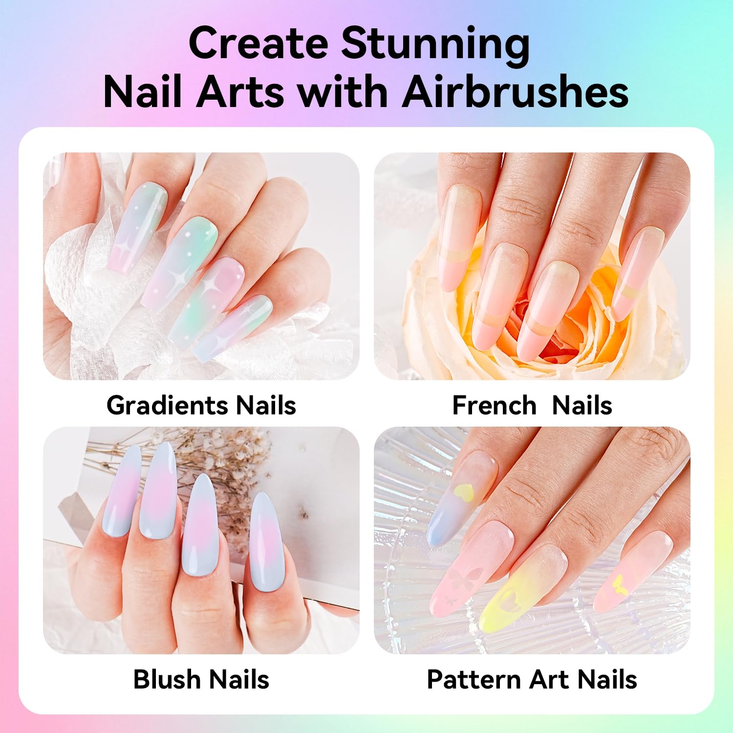 JODSONE 18ml 6 Colors Airbrush Gel Nail Polish Set with Pure White Nude Pink Deep Magenta No Dilution Fine Mist Nail for Gradient French Manicure DIY Design(6Color-Airbrush-5) - view 4
