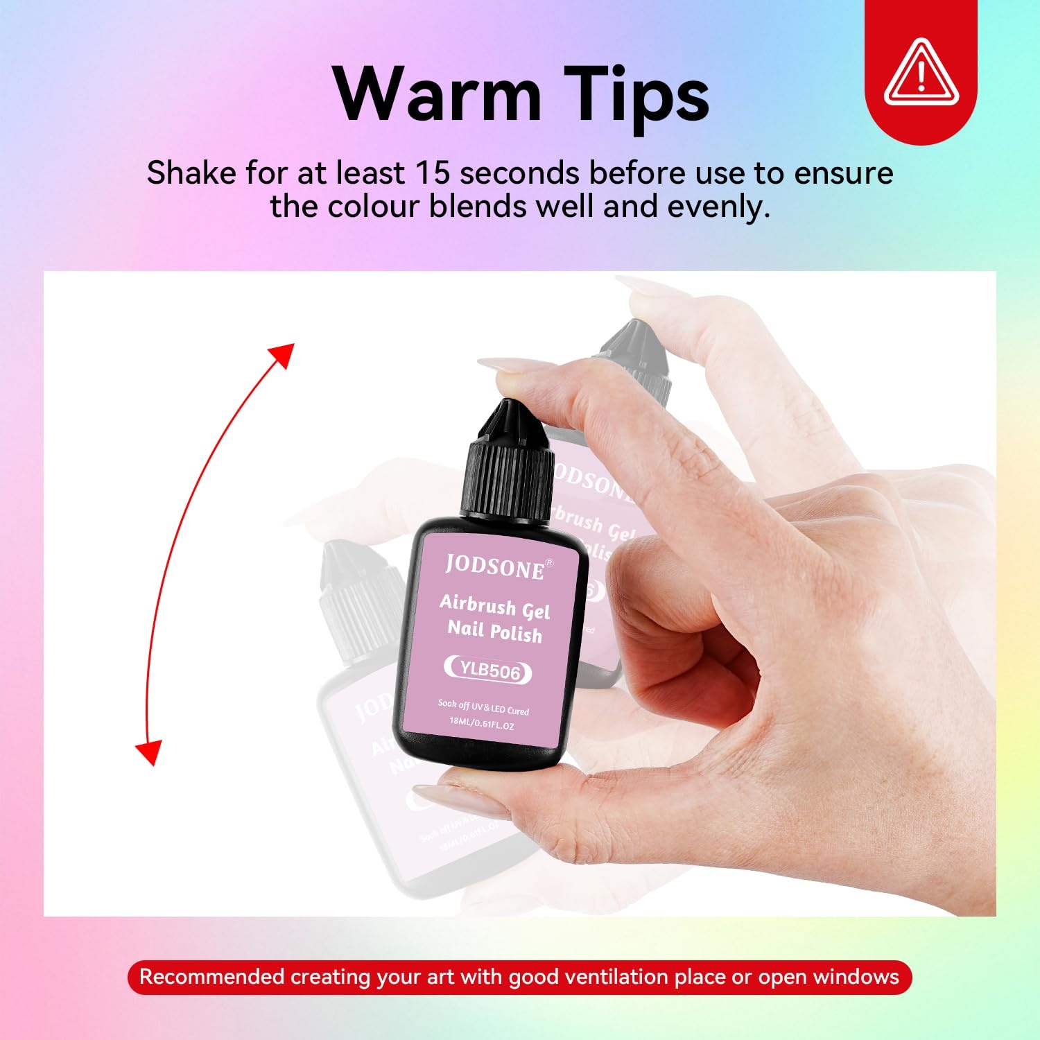 JODSONE 18ml 6 Colors Airbrush Gel Nail Polish Set with Pure White Nude Pink Deep Magenta No Dilution Fine Mist Nail for Gradient French Manicure DIY Design(6Color-Airbrush-5) - view 7