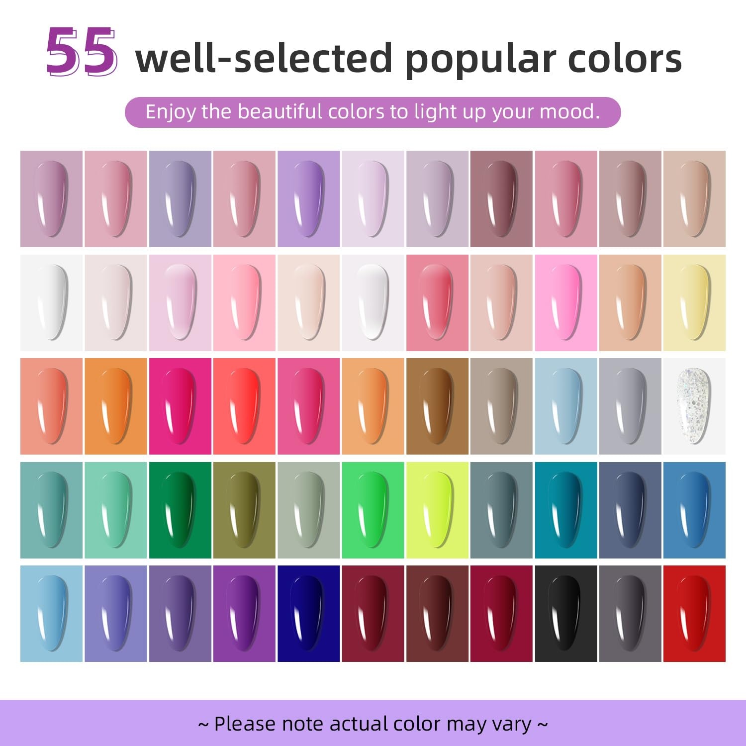 JODSONE 32 Colors Gel Nail Polish Kit with Base Coat Matte Glitter Top Coat Soak Off Manicure Tools Manicure Salon DIY at Home(B33)