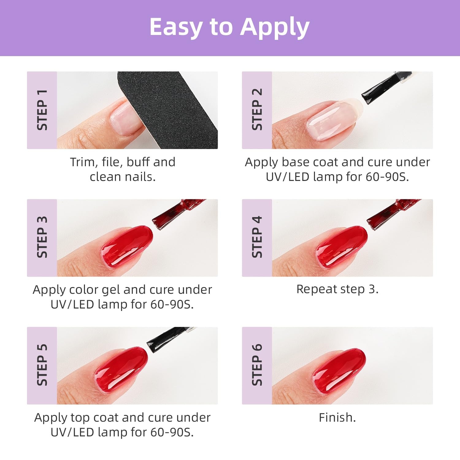 JODSONE 32 Colors Gel Nail Polish Kit with Base Coat Matte Glitter Top Coat Soak Off Manicure Tools Manicure Salon DIY at Home(B33) - view 7