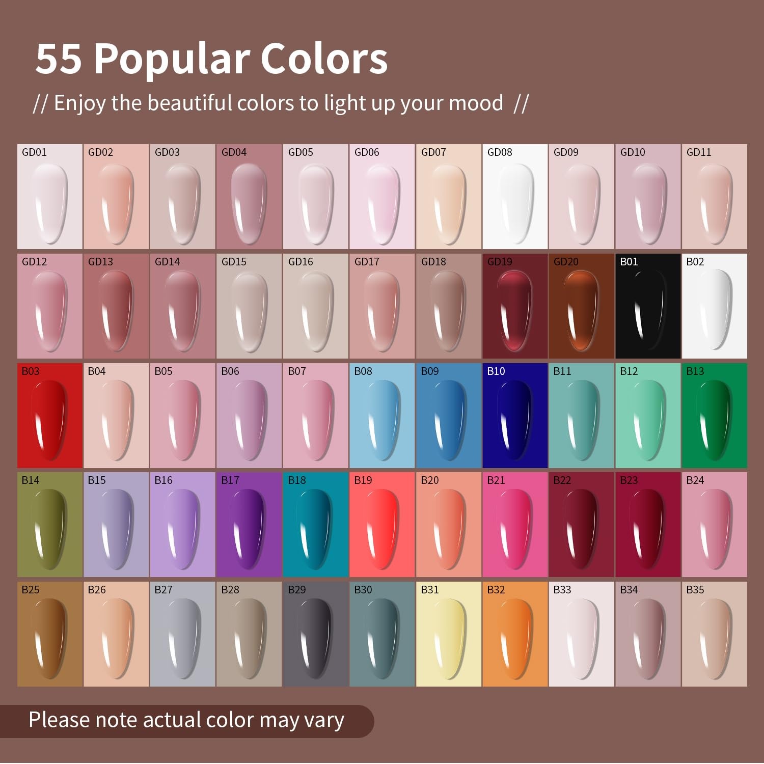 JODSONE 10 Colors Gel Nail Polish Set with Base Coat & Top Coat White Pink Purple and Red Gel Polish for All Seasons Women’s Holiday Gift(55COLOR-1)