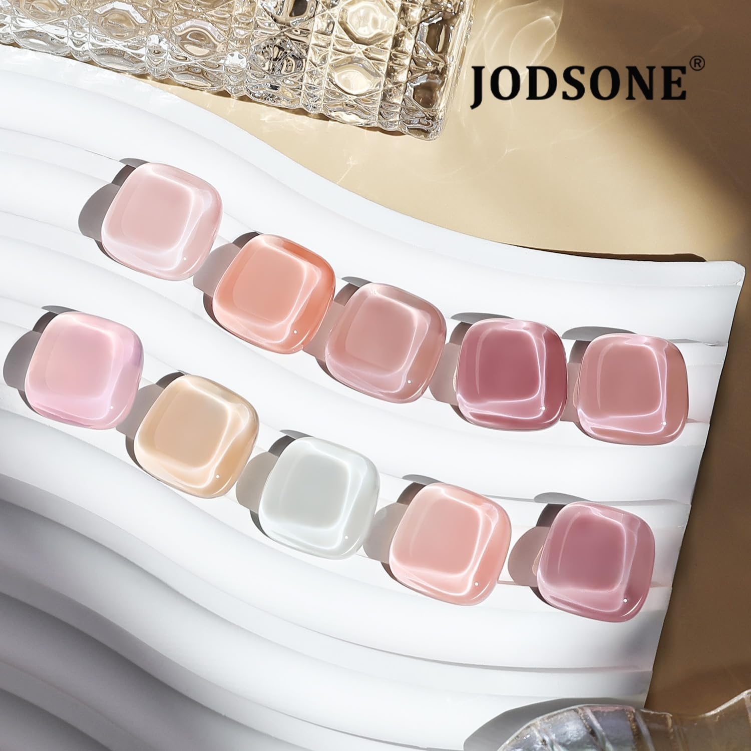 JODSONE 10 Colors Gel Nail Polish Set with Base Coat & Top Coat White Pink Purple and Red Gel Polish for All Seasons Women’s Holiday Gift(10Color-Jelly-01)