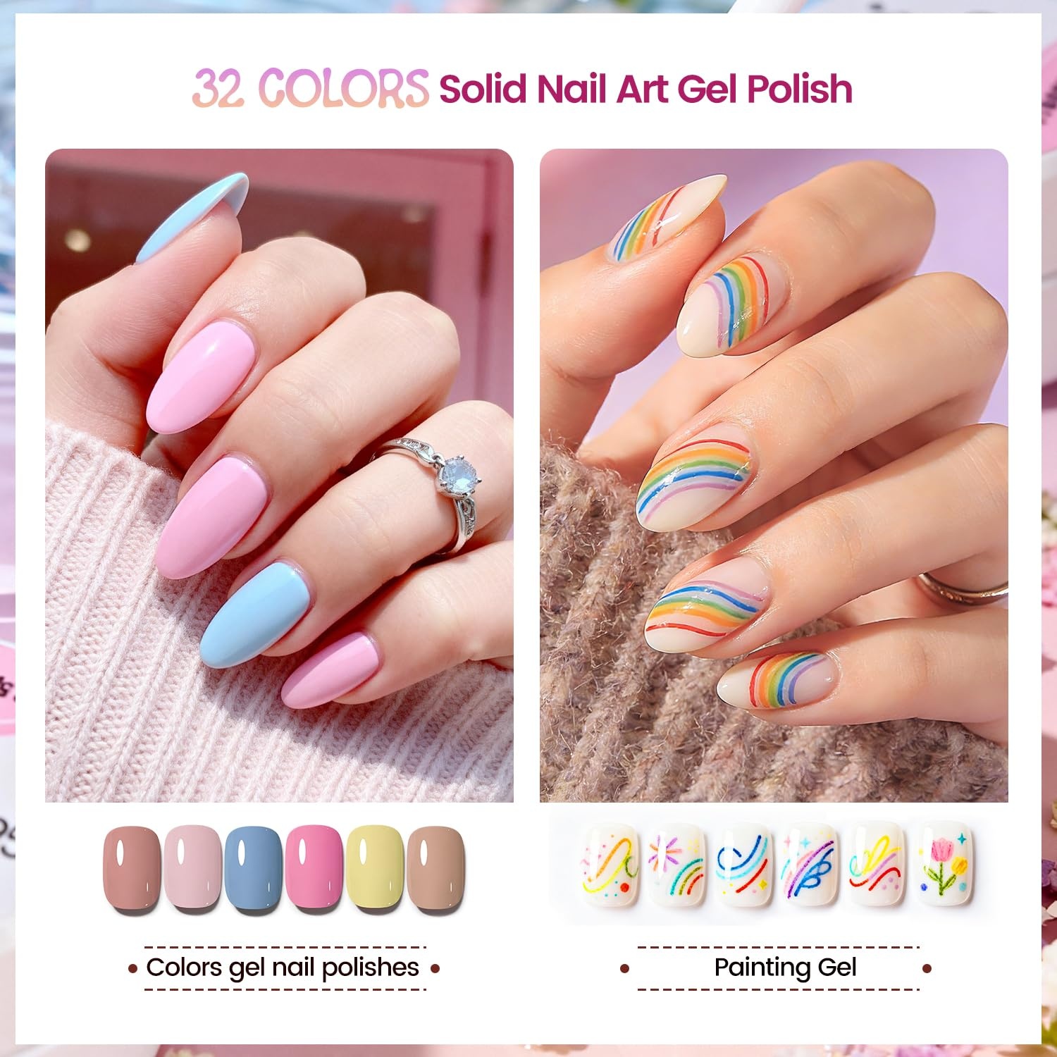 JODSONE 32 Colors Solid Paint Nail Art Gel Polish Set painting Drawing Gel Nail Polish for DIY Nails Art Design(32Color-Kit-1) - view 3