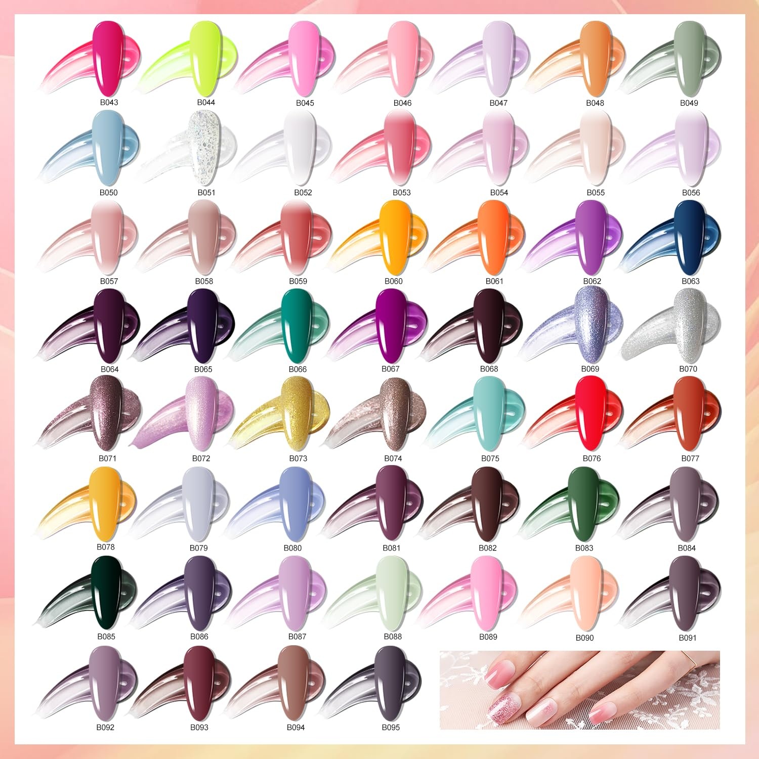 JODSONE 10 Colors Gel Nail Polish Set with Base Coat & Top Coat White Pink Purple and Red Gel Polish for All Seasons Women’s Holiday Gift(95KIT-01) - view 2