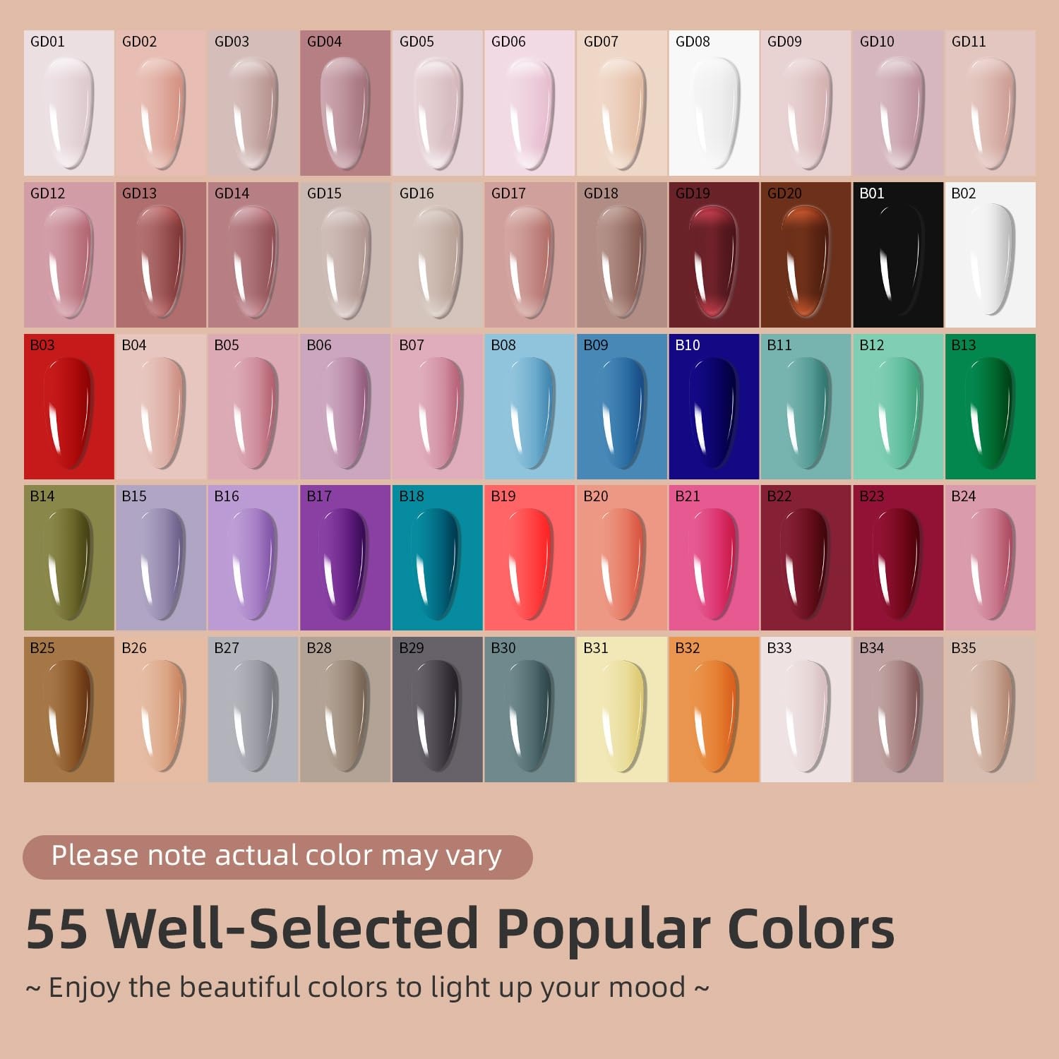 JODSONE 32 Colors Gel Nail Polish Kit with Base Coat Matte Glitter Top Coat Soak Off Manicure Tools Manicure Salon DIY at Home(B32)