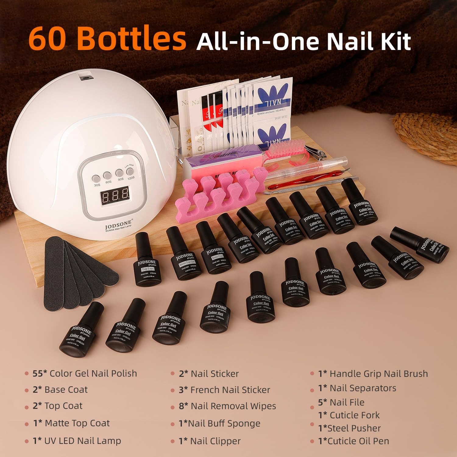 JODSONE 32 Colors Gel Nail Polish Kit with Base Coat Matte Glitter Top Coat Soak Off Manicure Tools Manicure Salon DIY at Home(B32) - view 2