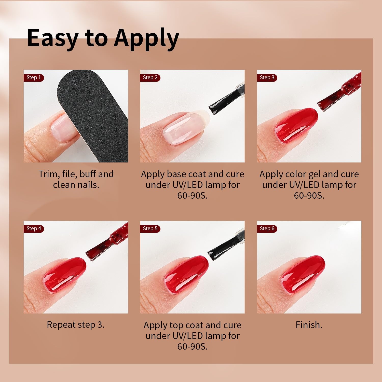 JODSONE 32 Colors Gel Nail Polish Kit with Base Coat Matte Glitter Top Coat Soak Off Manicure Tools Manicure Salon DIY at Home(B32) - view 7
