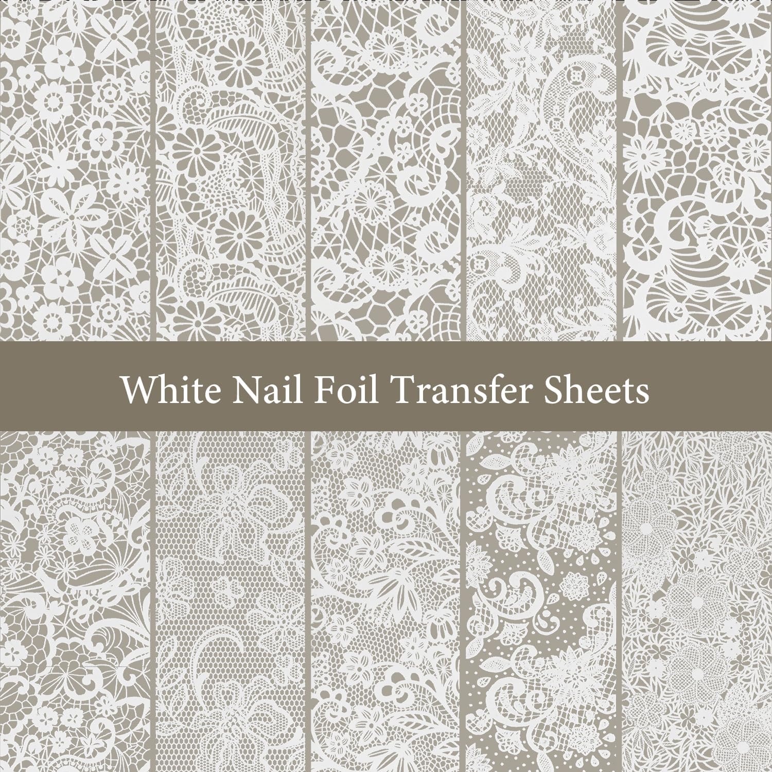 JODSONE 20 Rolls Lace Nail Foils, Black and White Lace Nail Art Transfer Sheets, Must Be Used with Nail Foil Glue, Transfer Foils for Manicure Salon & Home Use (Not Self-Adhesive Stickers) - view 5