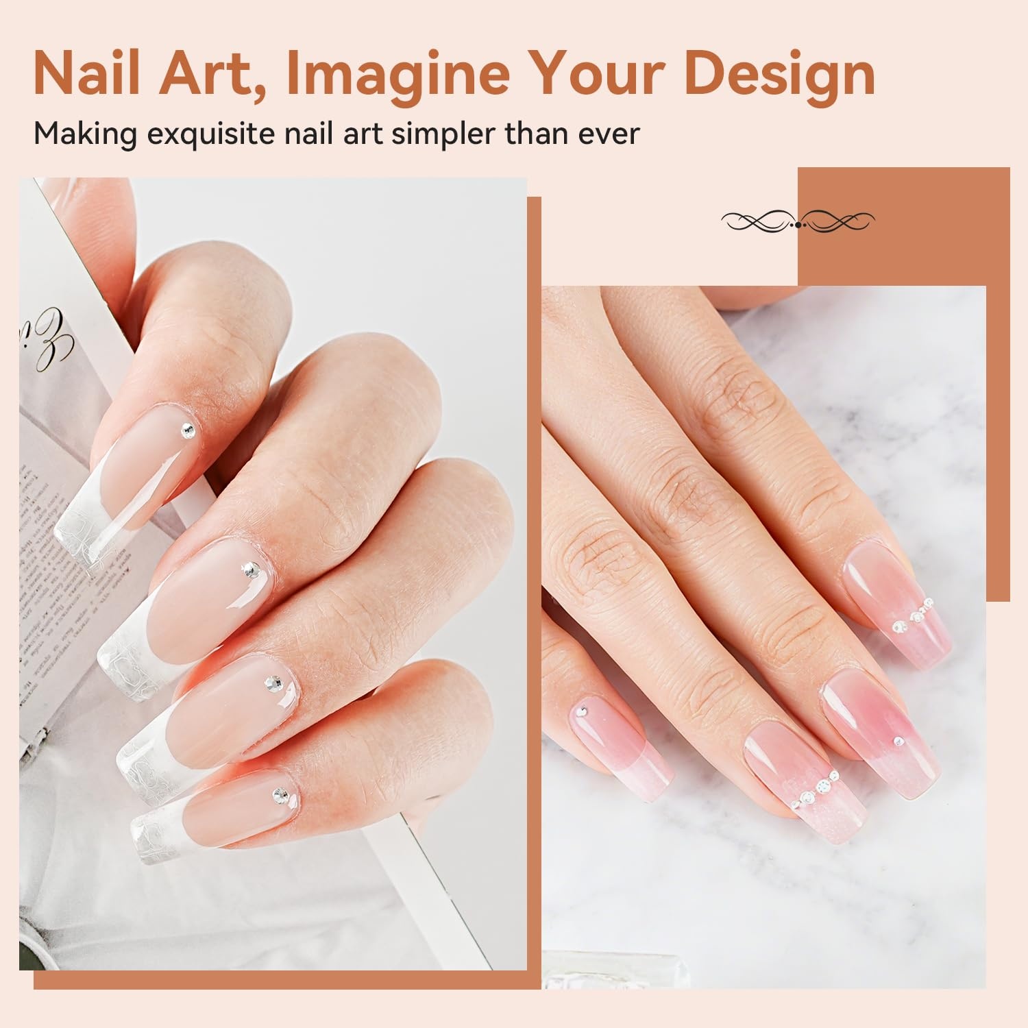 JODSONE Gel Nail Kit Square Nail Tips 480PCS Mini Rechargeable Nail Lamp Pre Shaped Clear Full Cover Fake Nails Tips with Nail Glue & Top Coat U V LED Curing Lamp DIY Manicure Gifts for Women(Lamp Clear Nail Tips-Square-1) - view 3