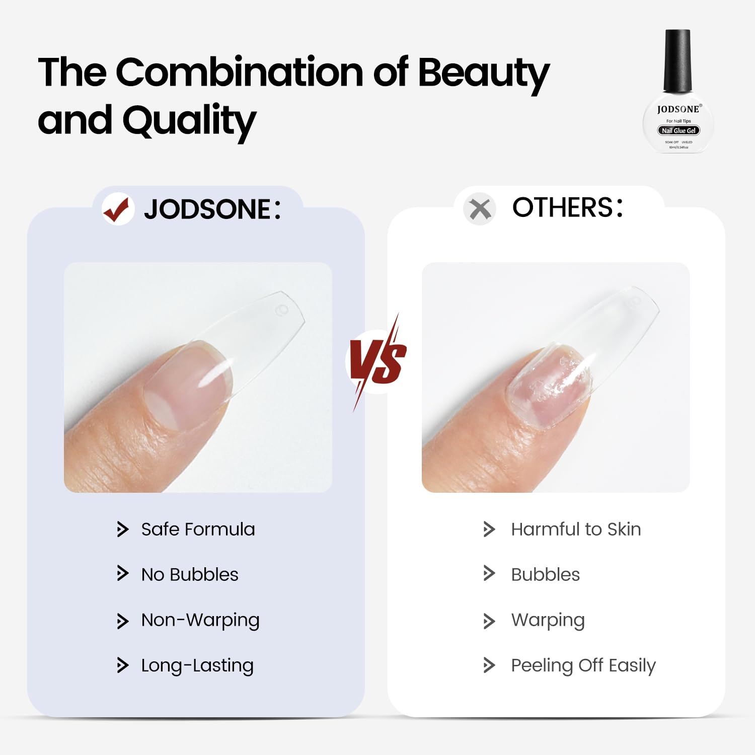 JODSONE 16.5ml Nail Glue Gel Clear and Long-Lasting Requires a Manicure Lamp to Cure for Attaching False Nails Repairing Broken Nails and Securing Decorations(10ml Clear) - view 5