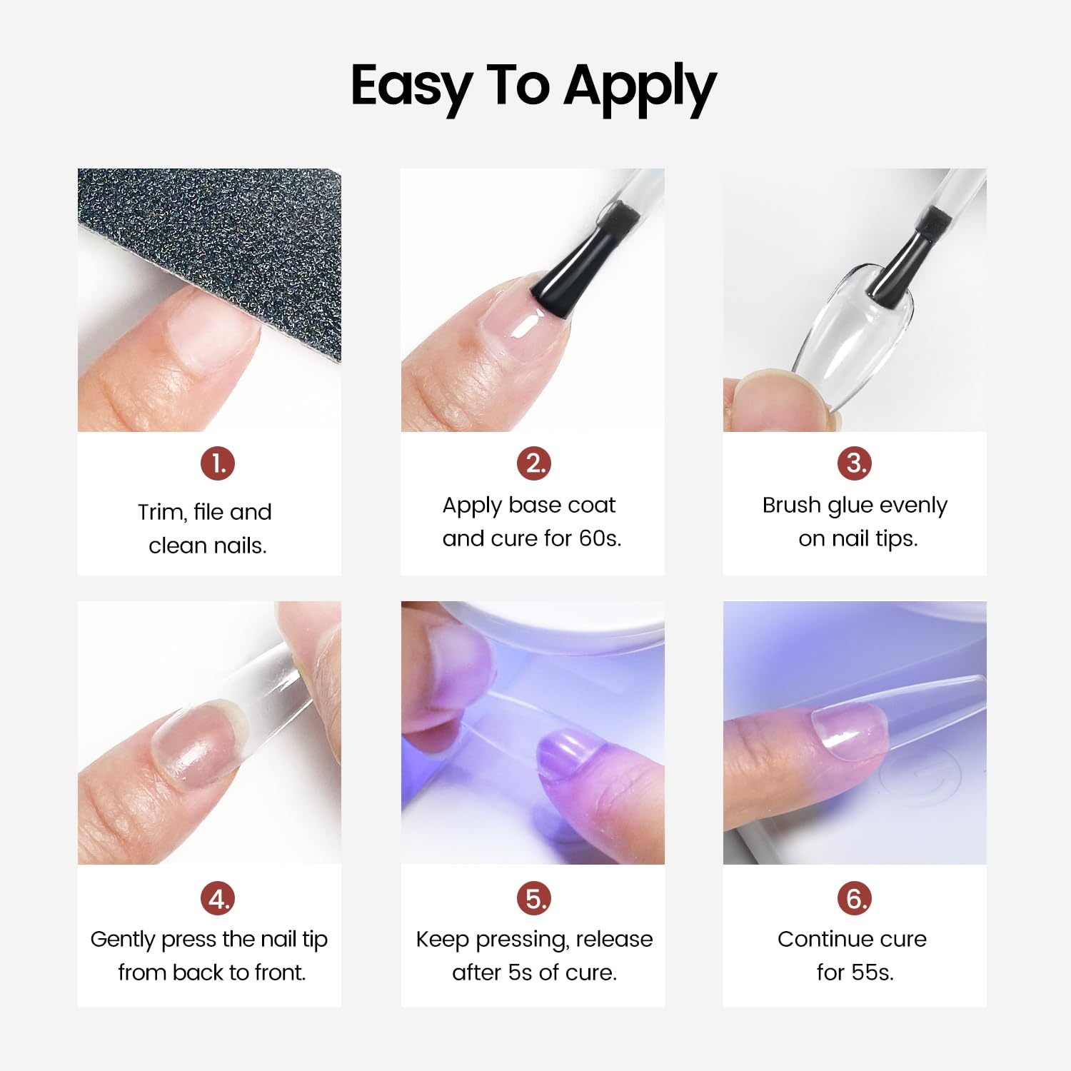 JODSONE 16.5ml Nail Glue Gel Clear and Long-Lasting Requires a Manicure Lamp to Cure for Attaching False Nails Repairing Broken Nails and Securing Decorations(10ml Clear) - view 6