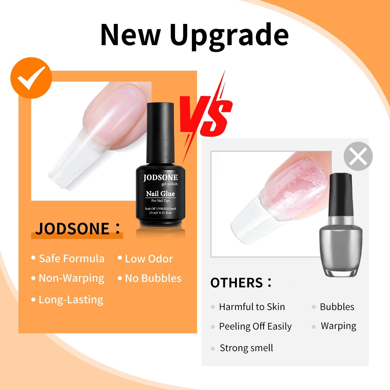 JODSONE 16.5ml Nail Glue Gel Clear and Long-Lasting Requires a Manicure Lamp to Cure for Attaching False Nails Repairing Broken Nails and Securing Decorations(2pcs-15ml-nail glue) - view 4