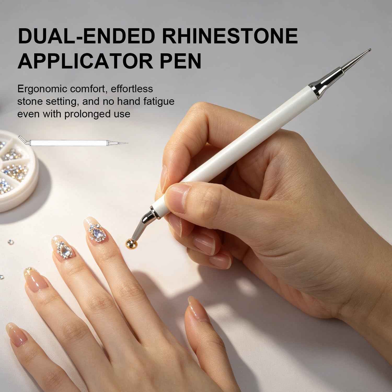 JODSONE Rhinestone Picker Tool,Dual-Ended Rhinestone Applicator Pen with Clay for Nail Art, Diamond Painting, Jewelry Making and Other DIY Crafts - view 2