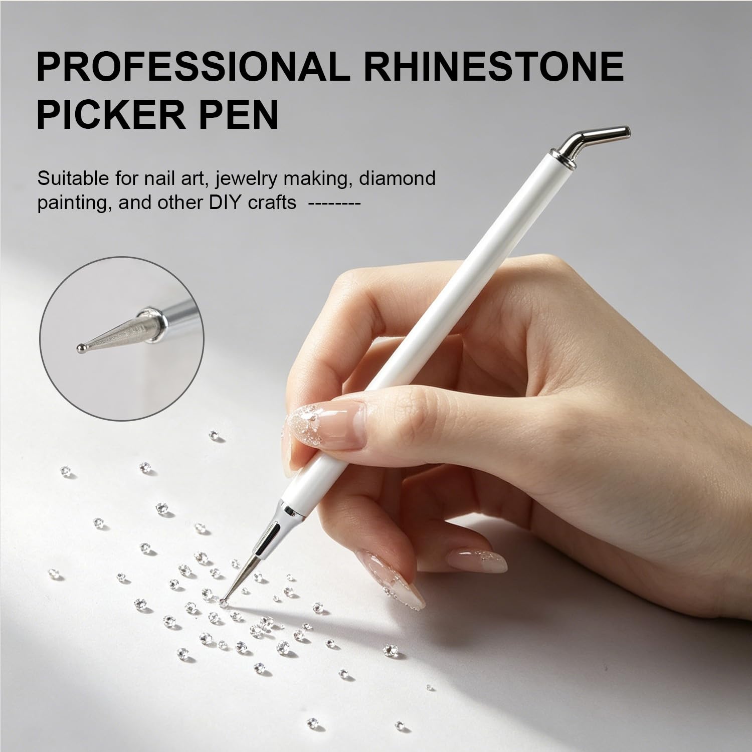 JODSONE Rhinestone Picker Tool,Dual-Ended Rhinestone Applicator Pen with Clay for Nail Art, Diamond Painting, Jewelry Making and Other DIY Crafts - view 3