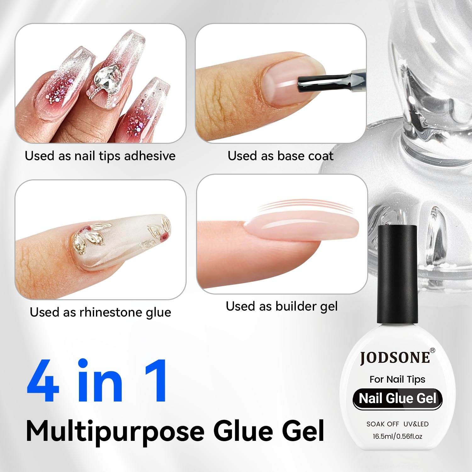 JODSONE 16.5ml Nail Glue Gel Clear and Long-Lasting Requires a Manicure Lamp to Cure for Attaching False Nails Repairing Broken Nails and Securing Decorations(16.5ml Clear) - view 3