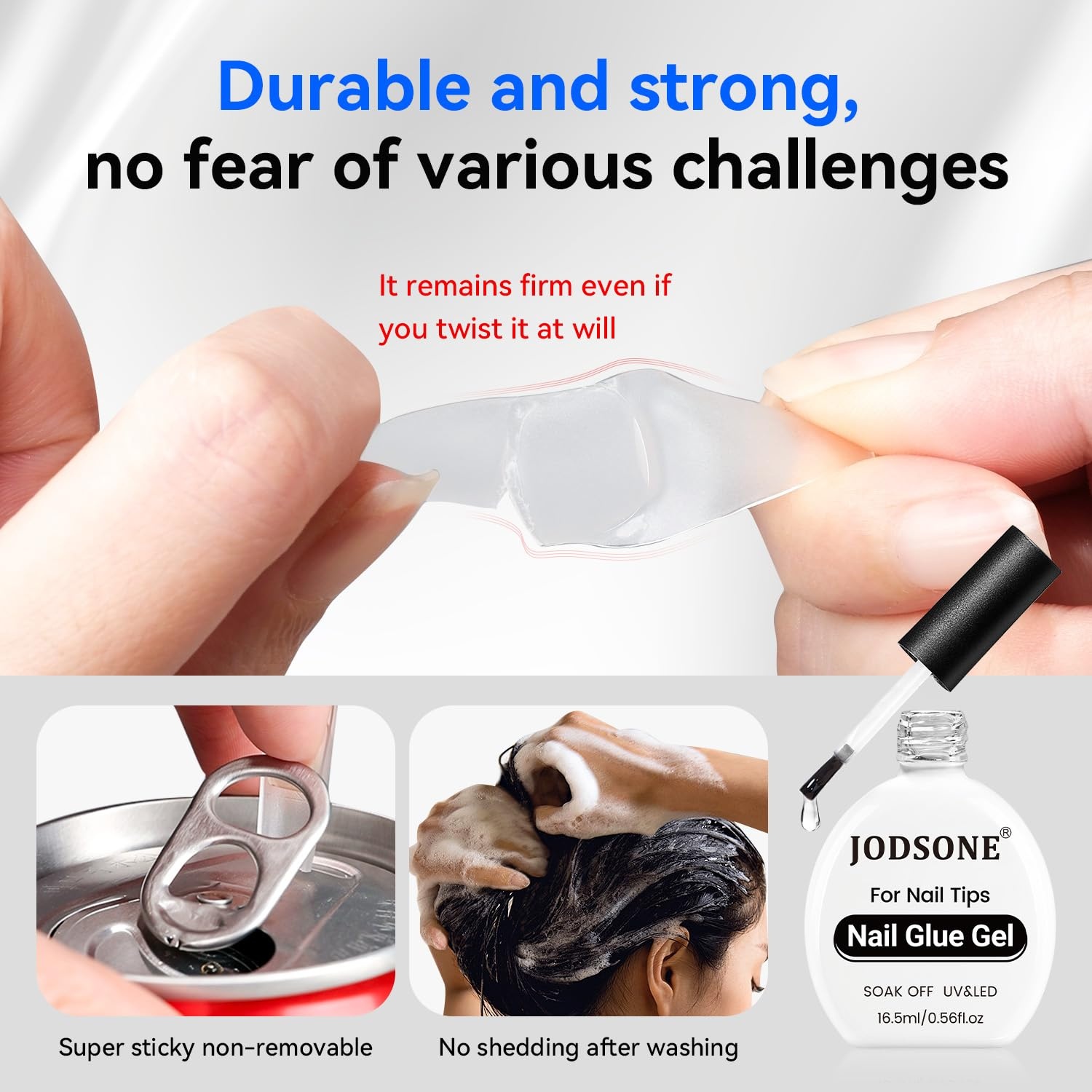 JODSONE 16.5ml Nail Glue Gel Clear and Long-Lasting Requires a Manicure Lamp to Cure for Attaching False Nails Repairing Broken Nails and Securing Decorations(16.5ml Clear) - view 4