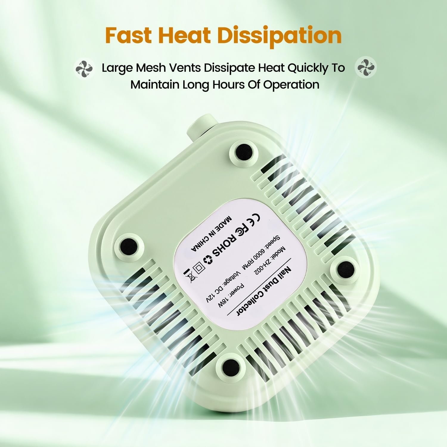 JODSONE 6000RPM Mini Nail Dust Collector PocketSized Powerful Suction Portable Nail Salon with 30 Filters Green - view 4