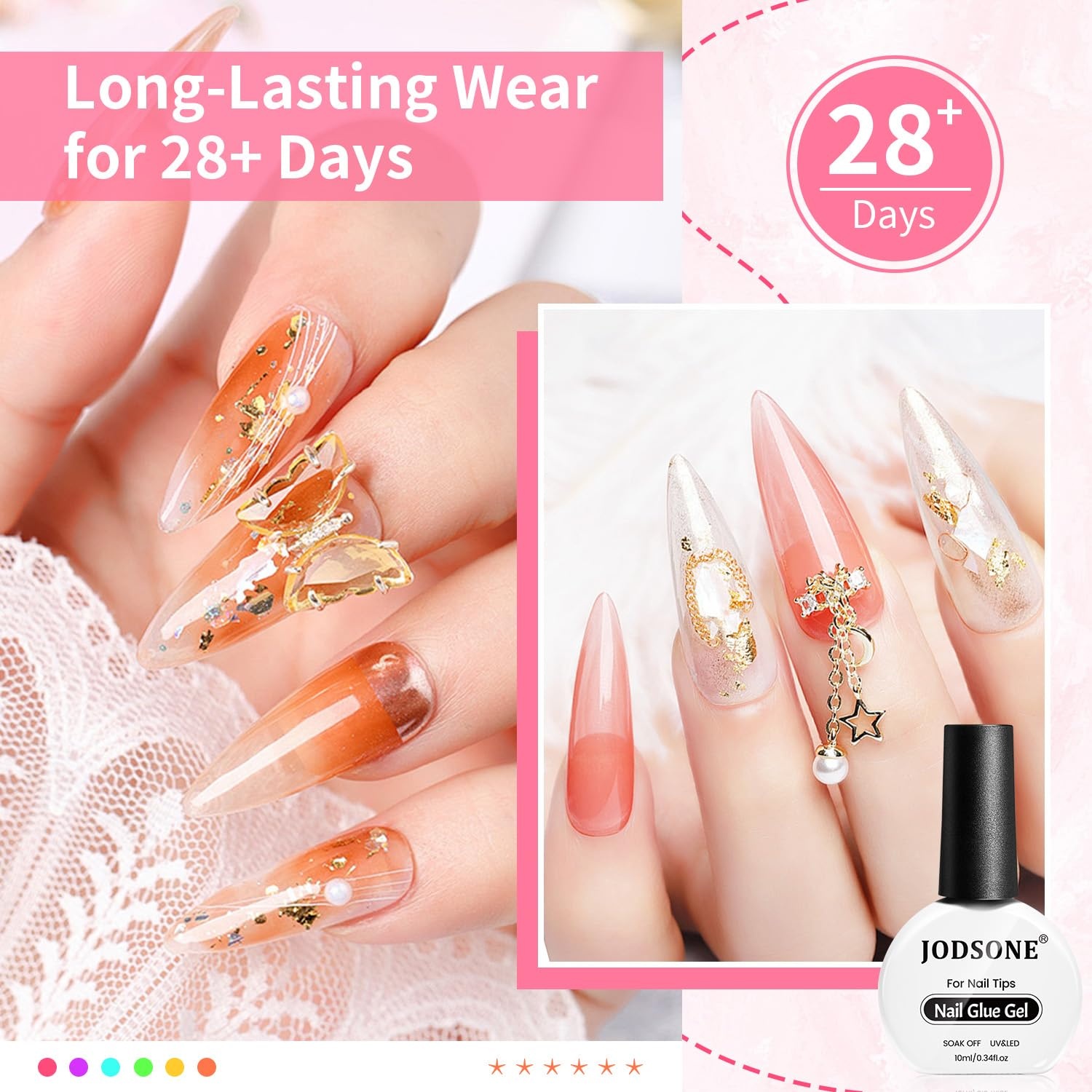 JODSONE 16.5ml Nail Glue Gel Clear and Long-Lasting Requires a Manicure Lamp to Cure for Attaching False Nails Repairing Broken Nails and Securing Decorations(10ML-2NG-01) - view 2