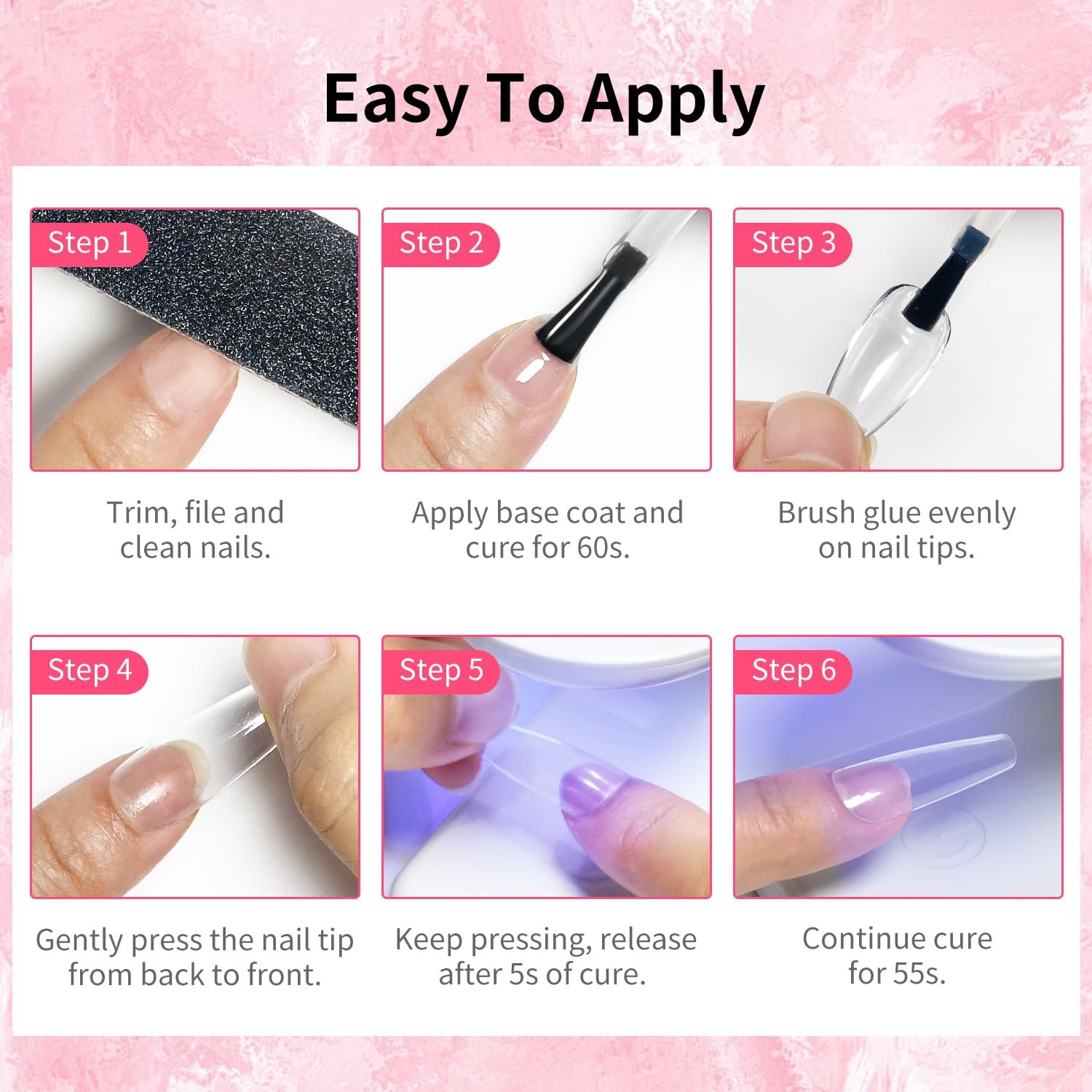 JODSONE 16.5ml Nail Glue Gel Clear and Long-Lasting Requires a Manicure Lamp to Cure for Attaching False Nails Repairing Broken Nails and Securing Decorations(10ML-2NG-01) - view 6